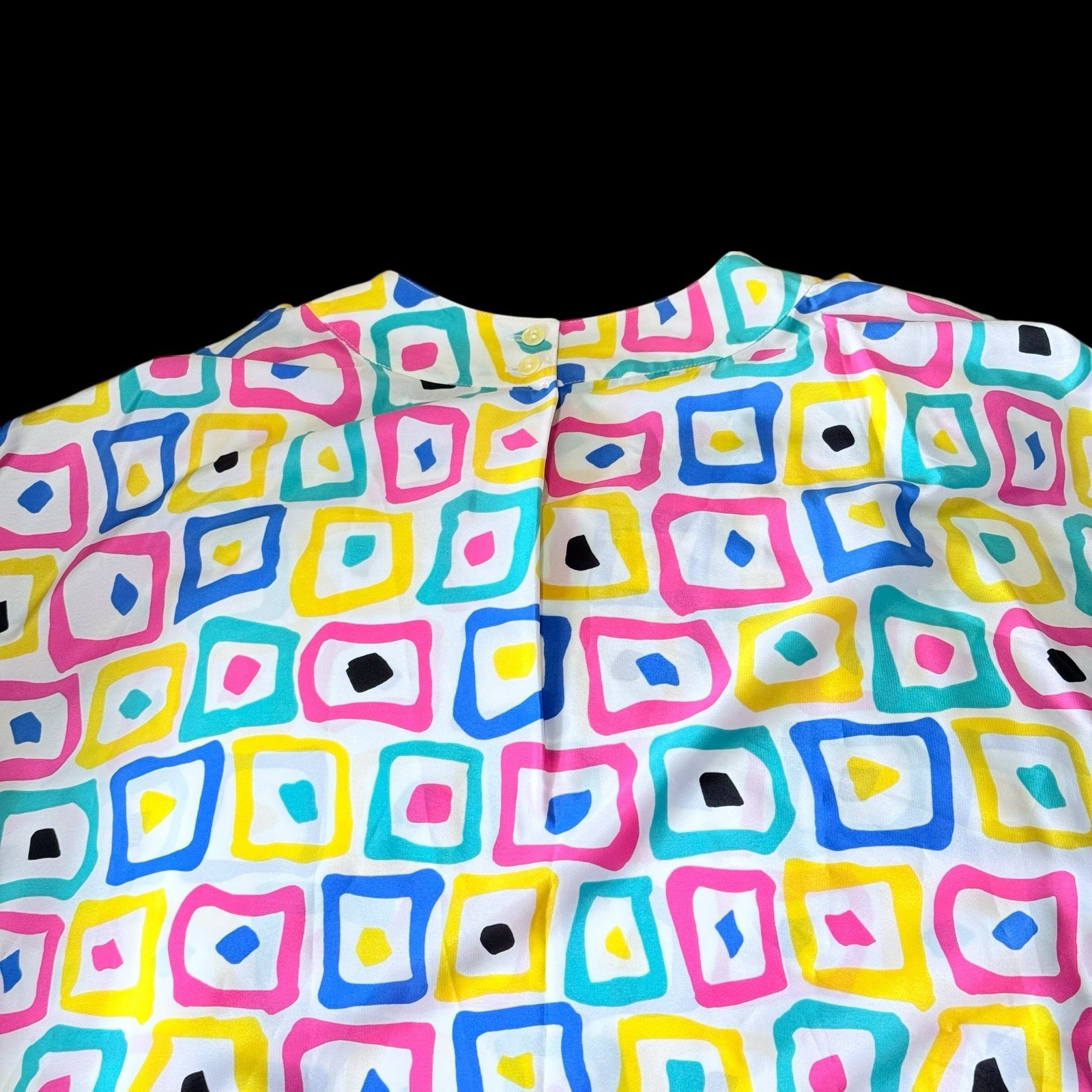 Vtg 80s Women’s Josephine Woman 20w Colorful Geometric Print Short Sleeve Top