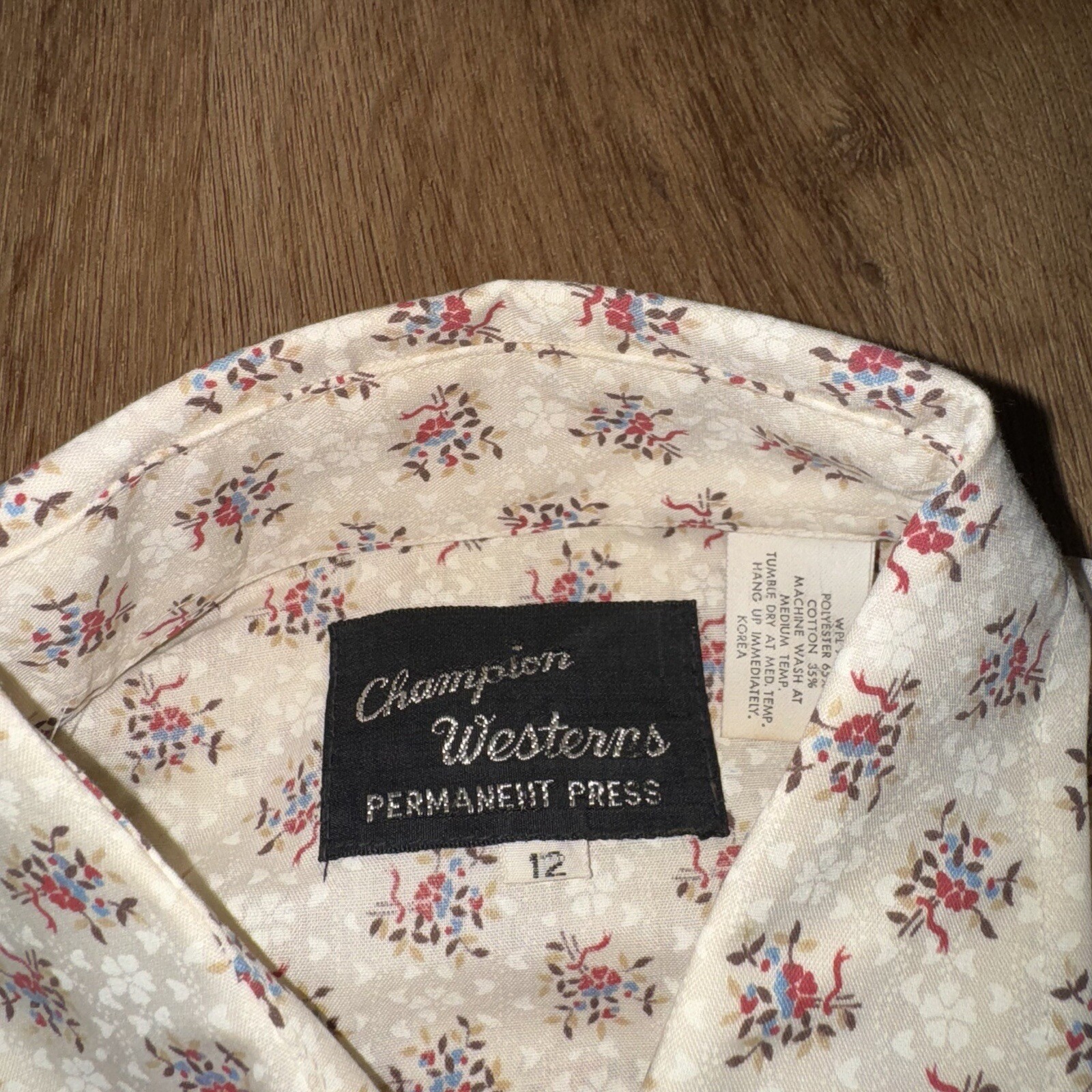 Vtg 70s Pearl Snap Shirt Champion Western Rockabilly Disco Cowgirl NOS Womens 12