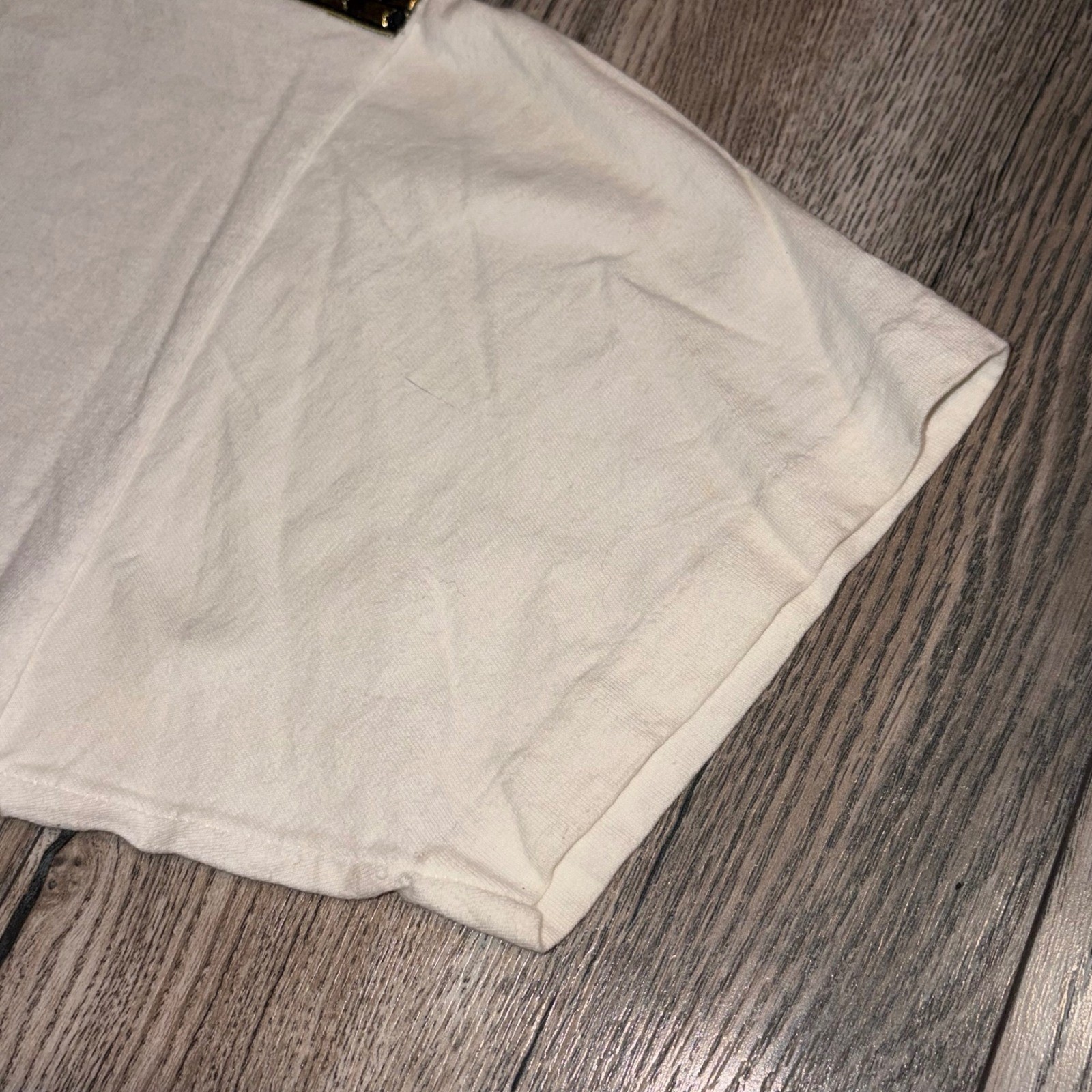 Beverly Hills Place Vintage Military Embellished T-Shirt Cream Gold Stars Size 1