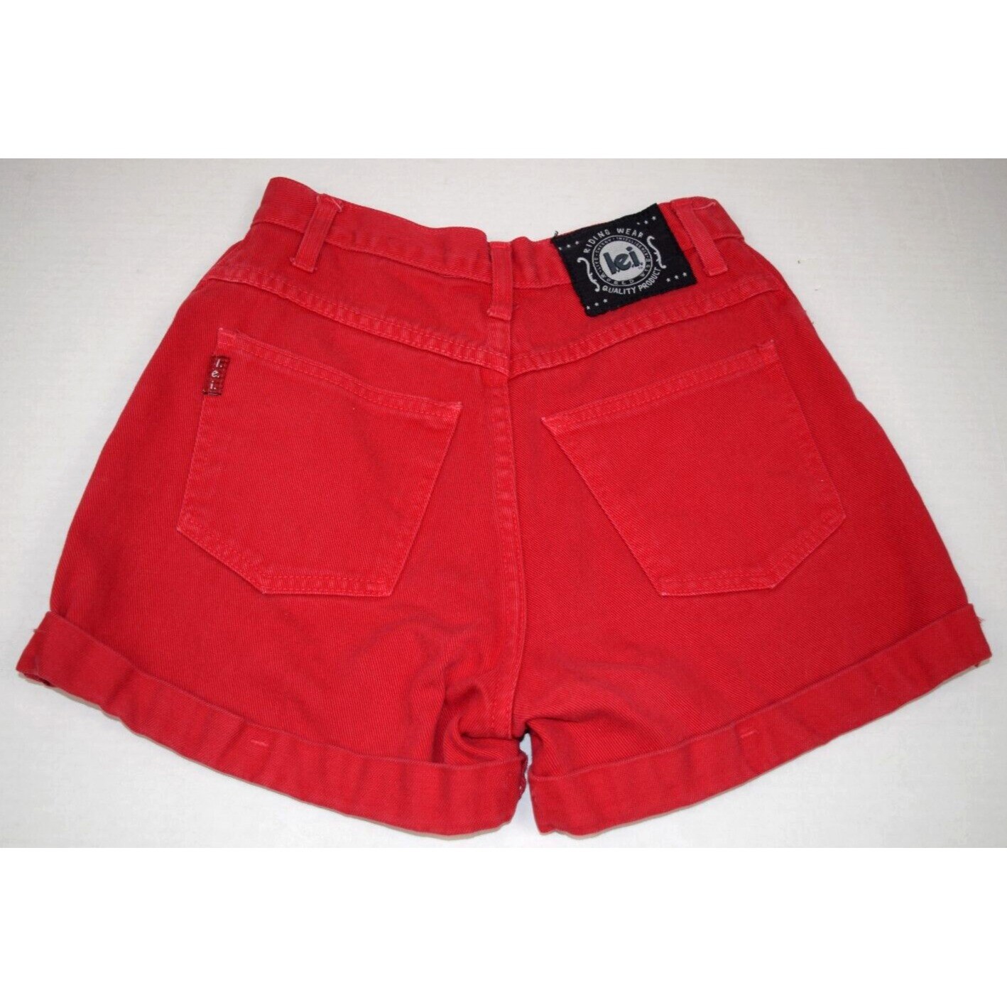 Vintage Jean Shorts LEI Size 3 90s Red Button Fly High Waist Made USA