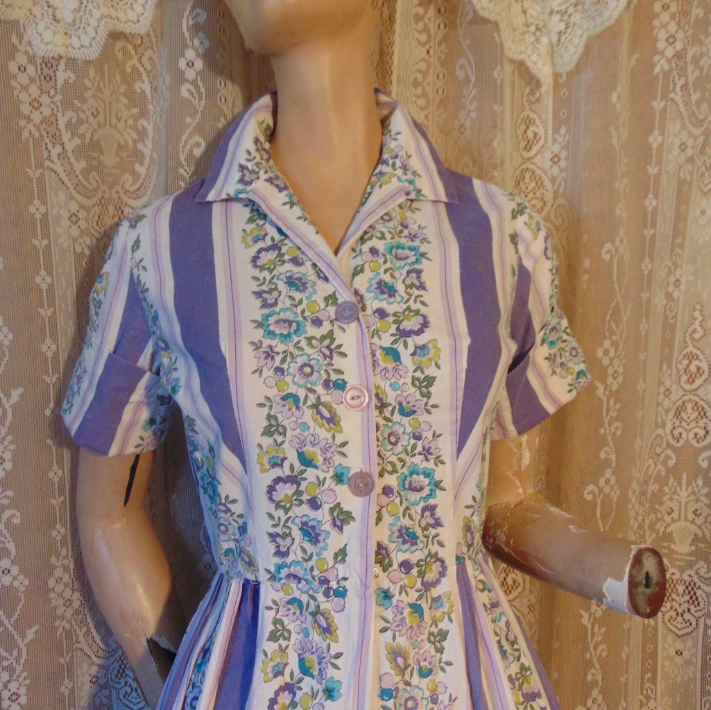 50/60s BRENTWOOD FOR PENNYS FLORAL COTTON SHIRT WAIST DRESS 24 W