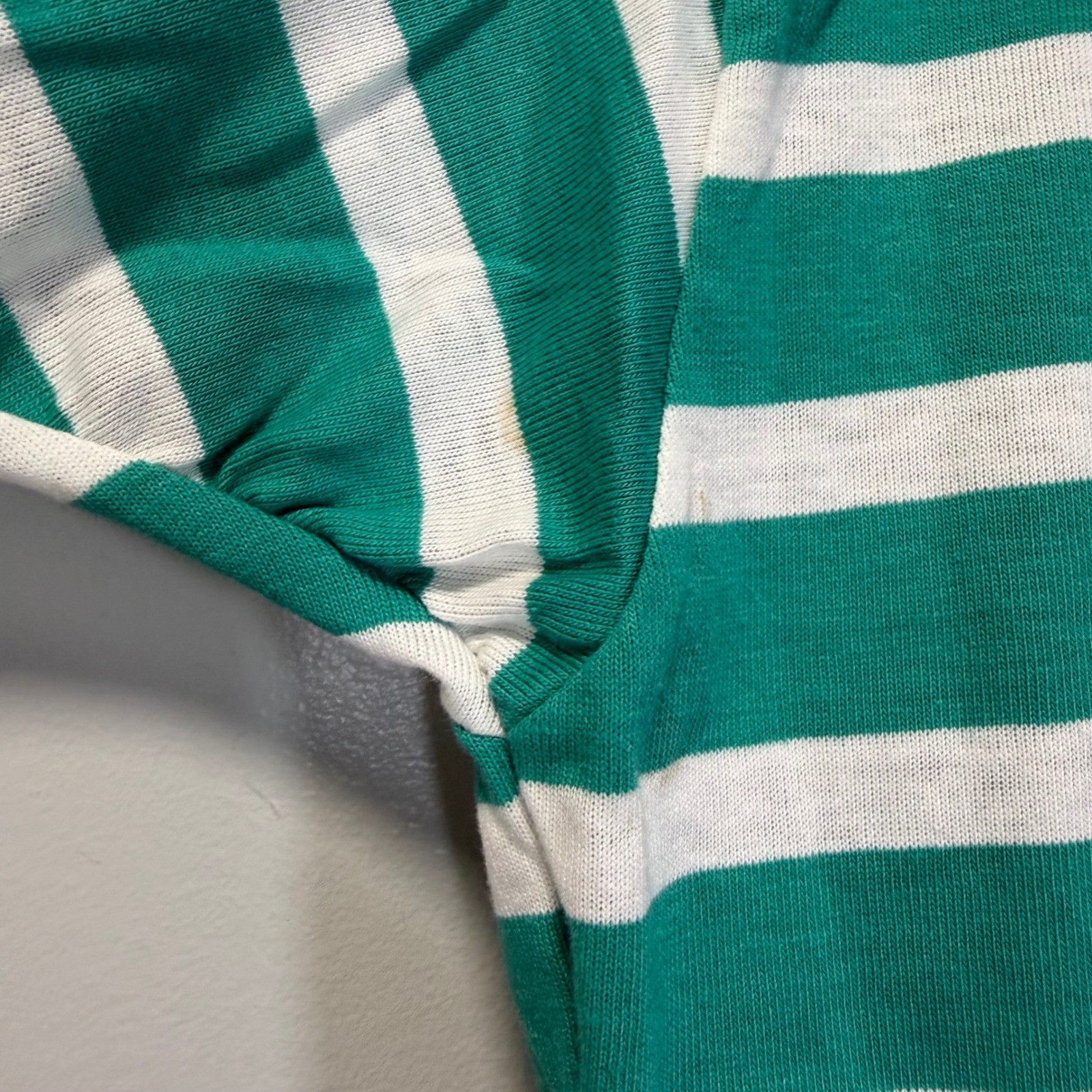 Vintage Bobbie Brooks Green White Striped T-Shirt 90s Made in USA Medium