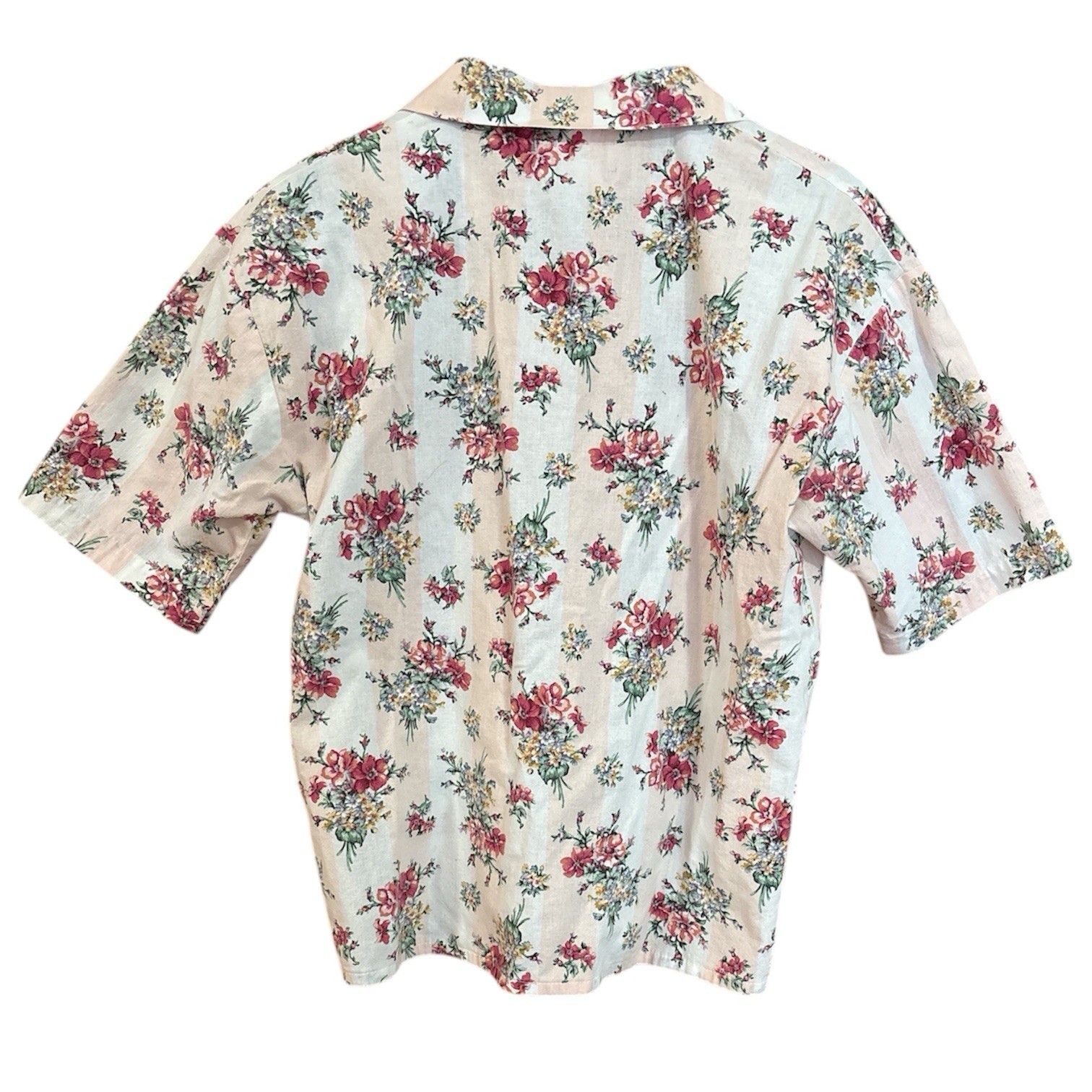Vintage Act III Floral Stripe Casual Shirt Single Stitch Button Down Cotton USA