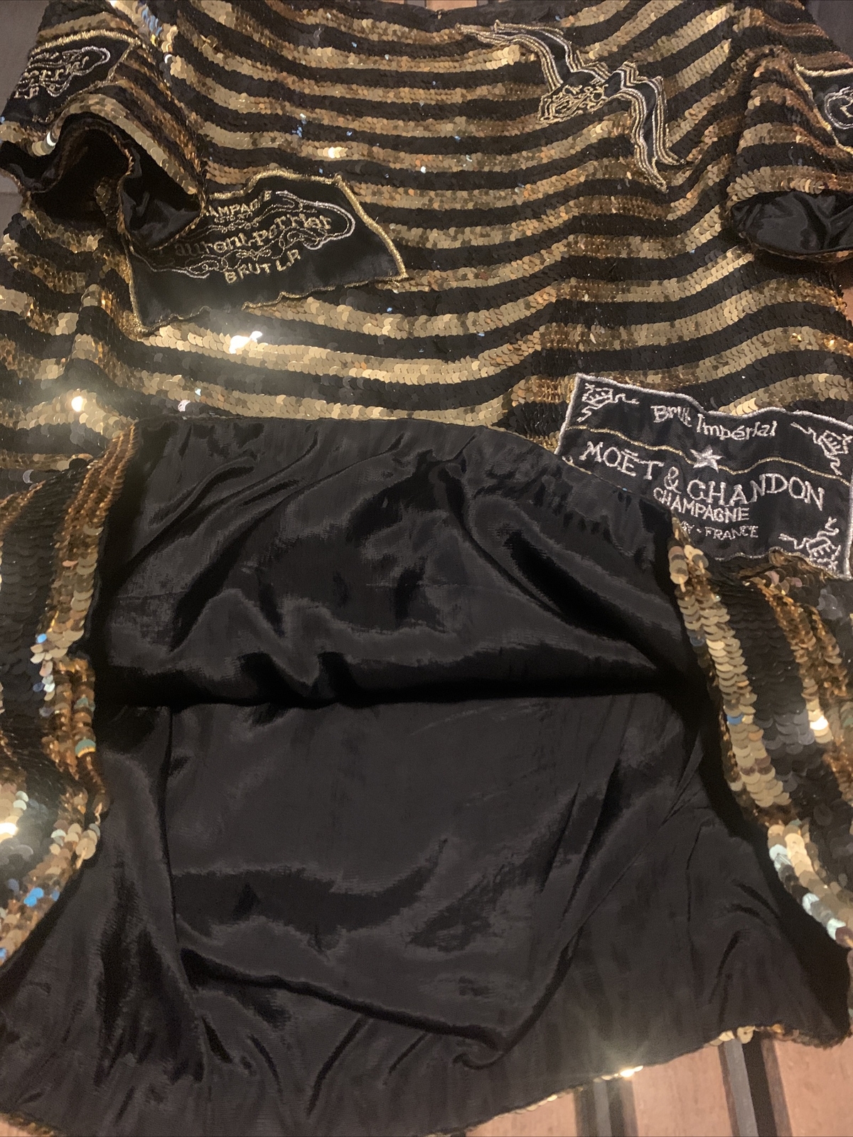 Vintage Modi Sequins Champagne Laurent-Perrier & Moët Chandon Bling Shirt Size S