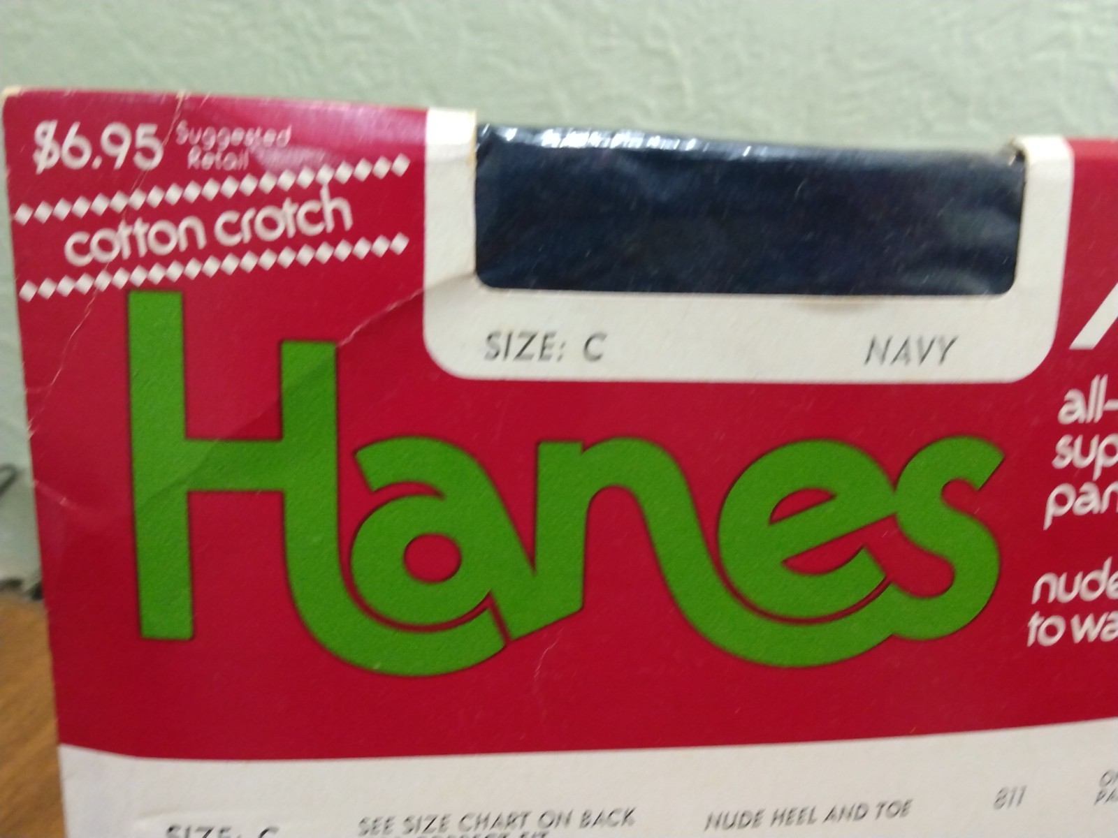 Hanes Alive All Sheer Pantyhose Sz C Navy Nude Toe to Waist NOS