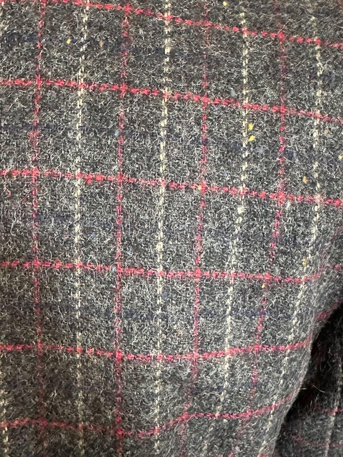 VTG 1980’s David N Wool Windowpane Plaid Blazer Suede Collar Jacket Women’s 6