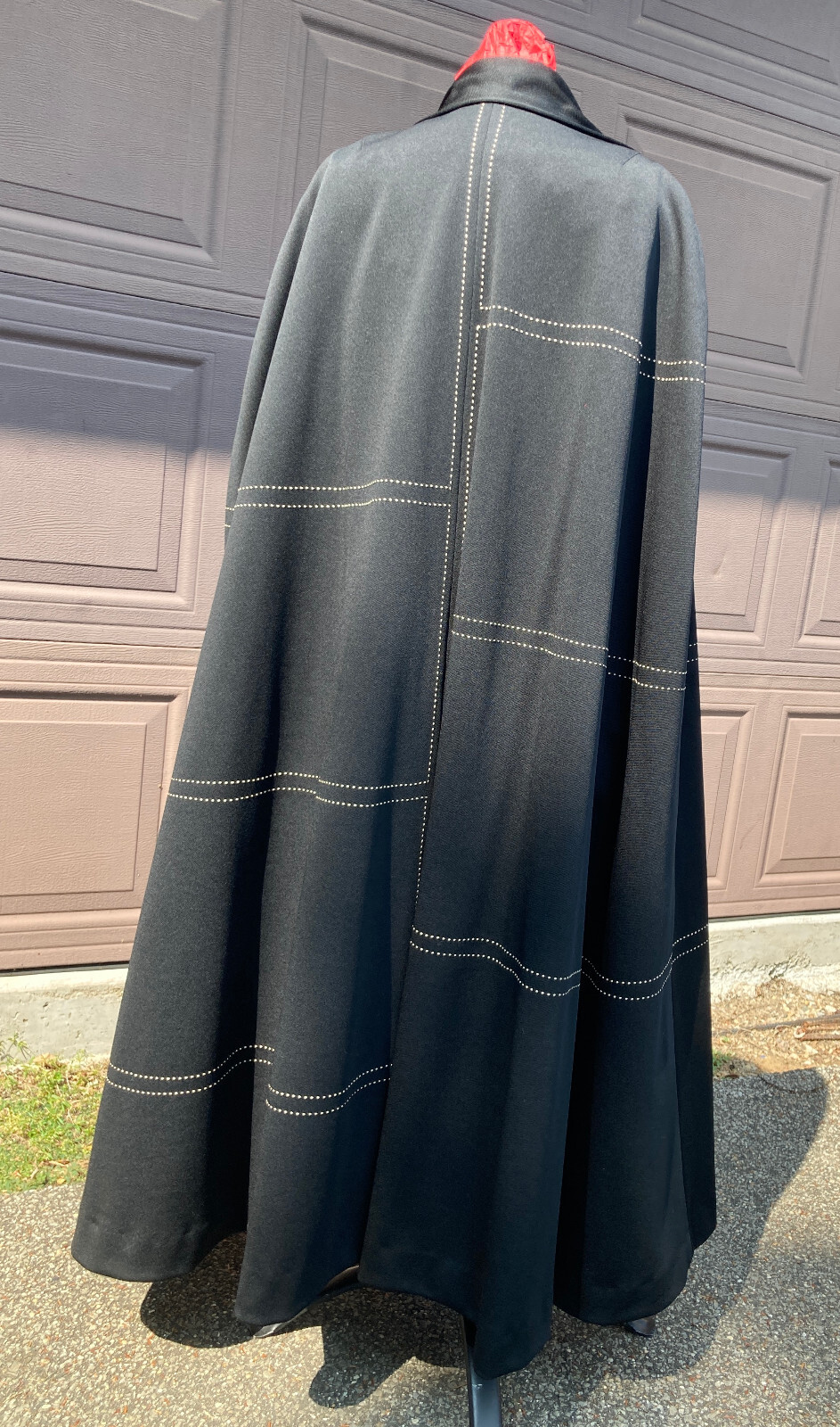 Alfred Werber Cape cloak coat dress black vintage abstract geometric sz 12 Poly