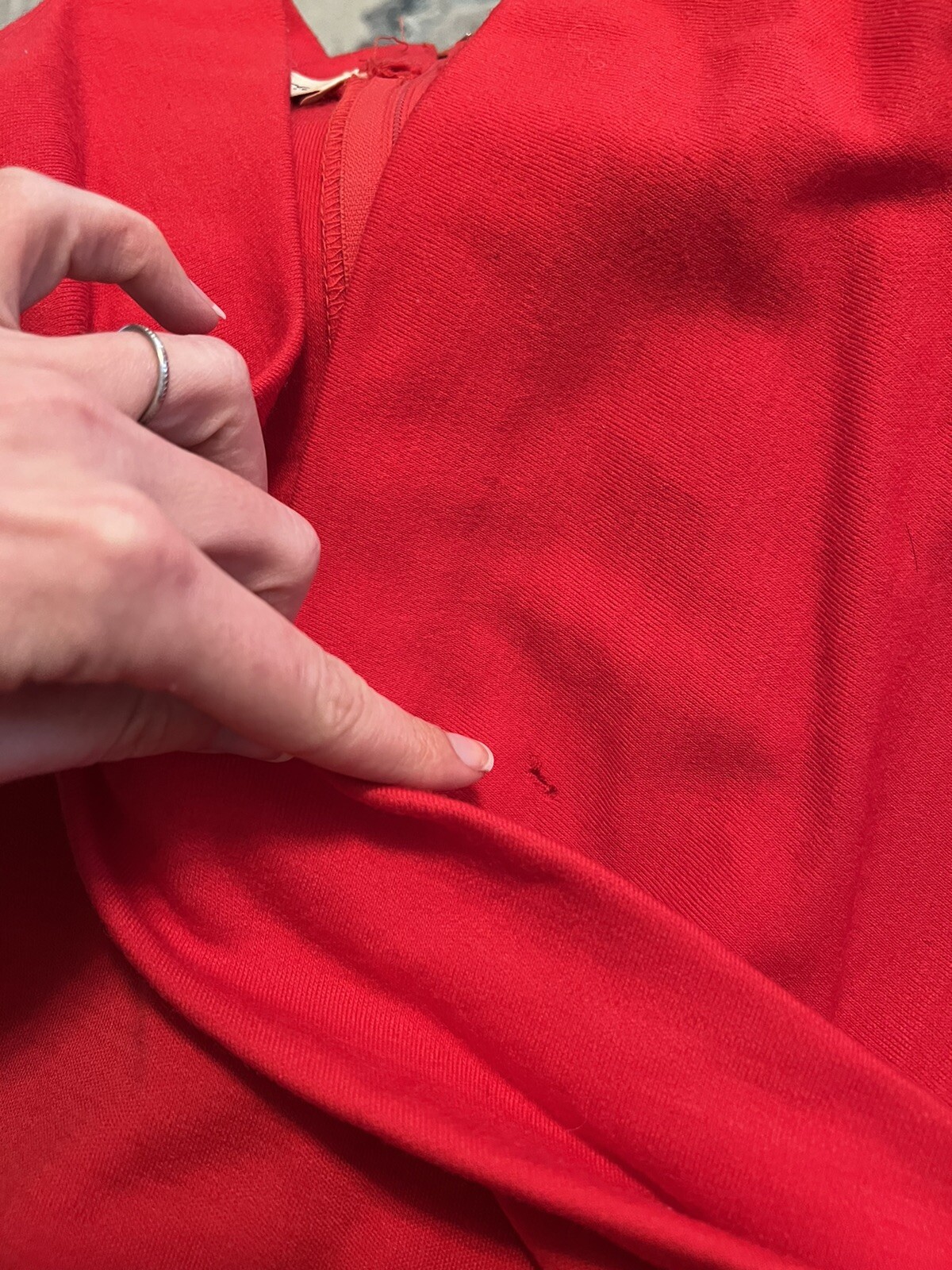Vintage Red Sweater Dress Holiday Christmas Solid sz 4/6 Nipon 1980s Batwing