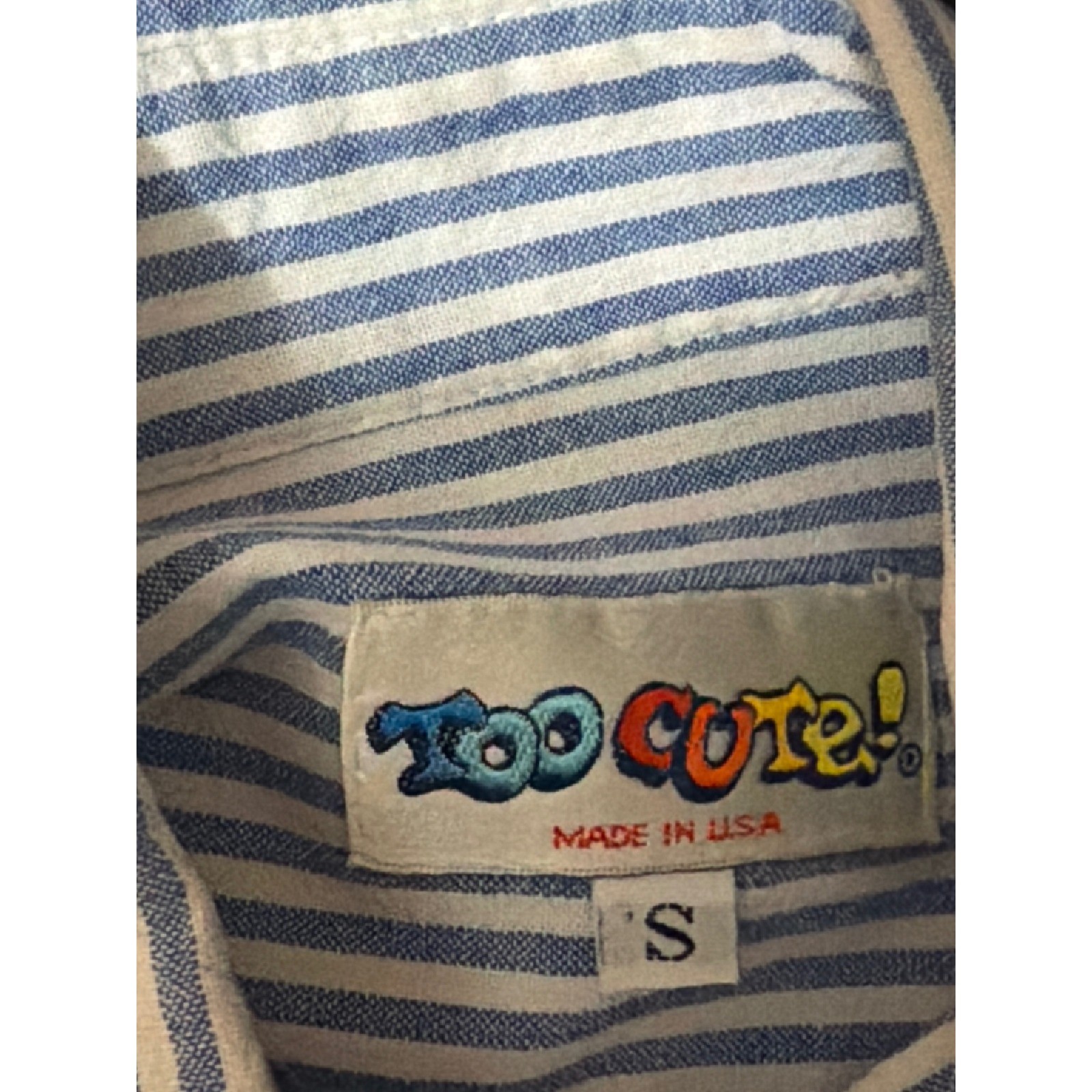 Too Cute! Snoopy Woodstock Embroidered Striped Button S Shirt Charlie Brown VTG