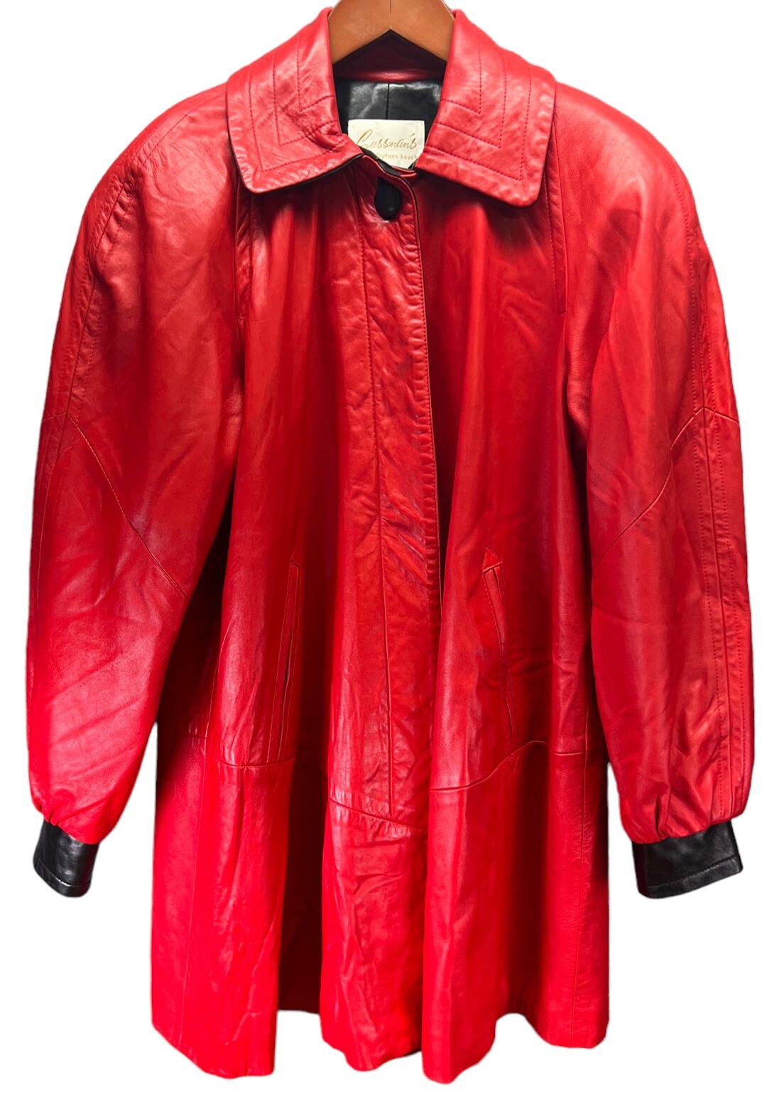 Vtg 80’s Sussman’s Daytona USA Lipstick Red Leather Car Coat Cottage Core S