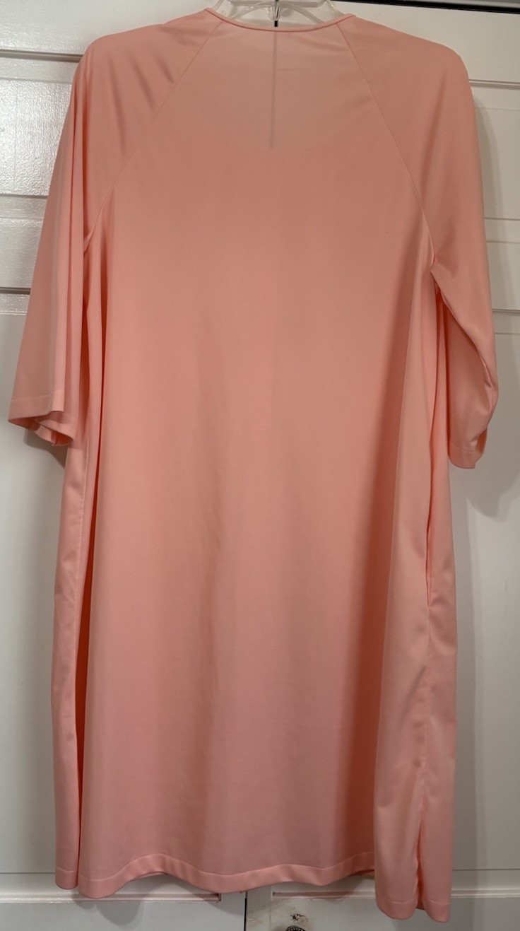 Vintage San Souci Nylon Short Nightgown Robe Day Dress Peach 3/4 Sleeve Large