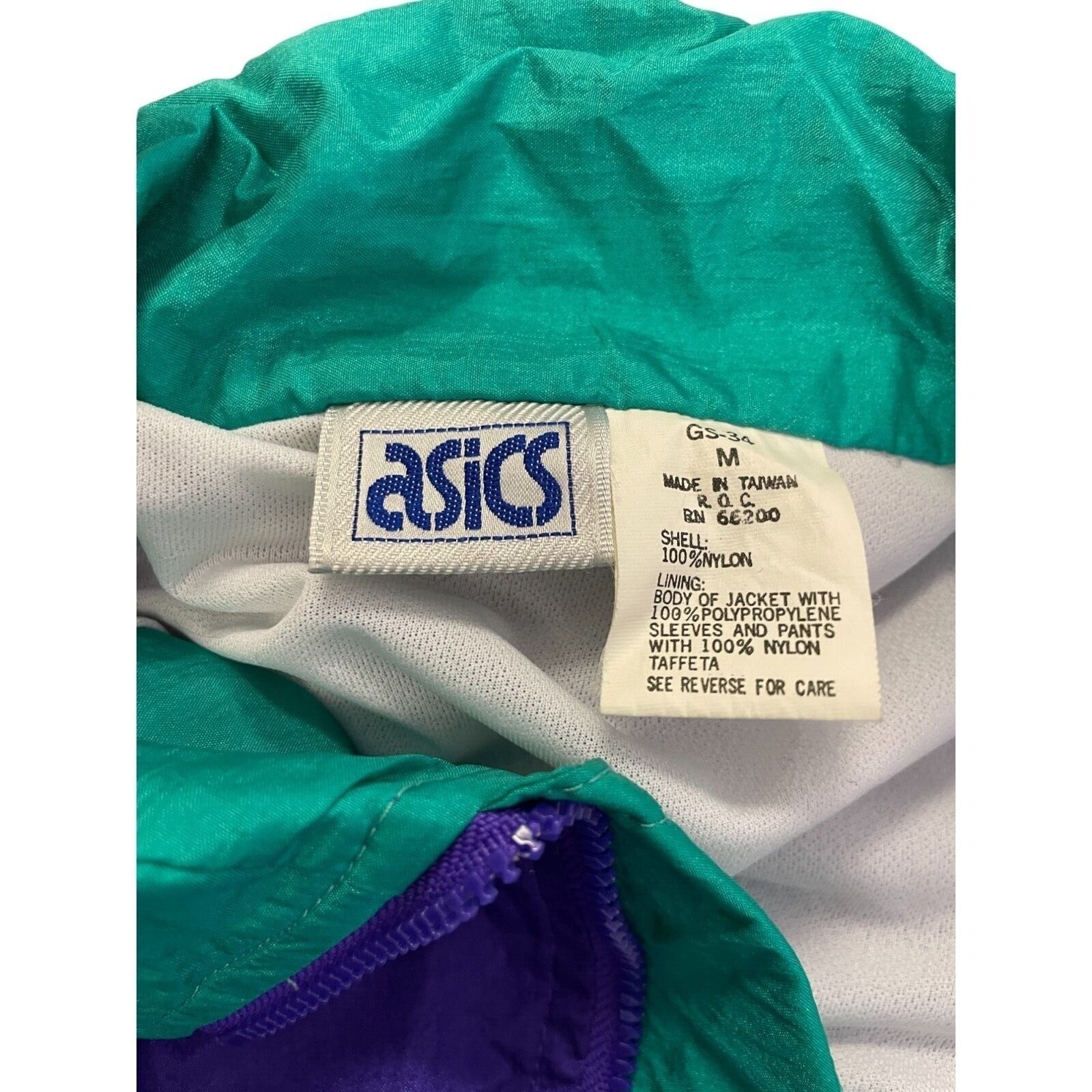 Vtg Colorblock Windbreaker Tracksuit Teal Yellow Med Asics Women’s Jacket Pants