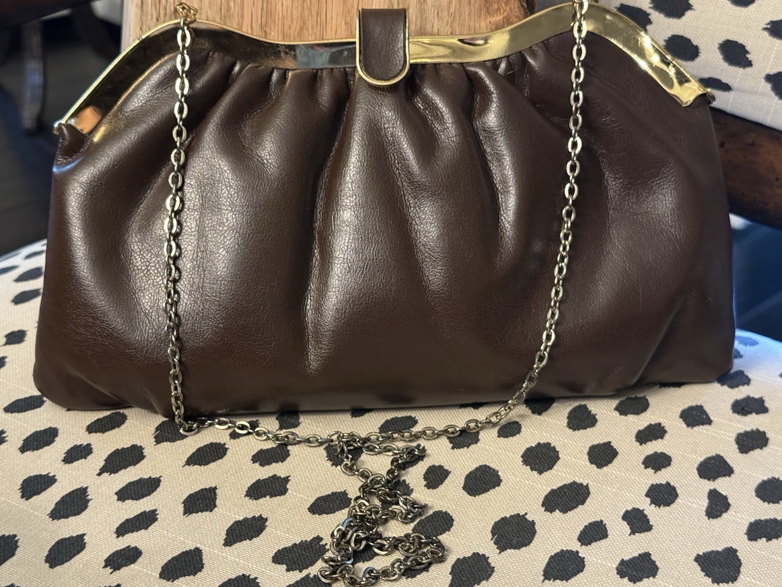 VTG HL USA Brown Chocolate Clutch Shoulder Strap Purse Gorgeous