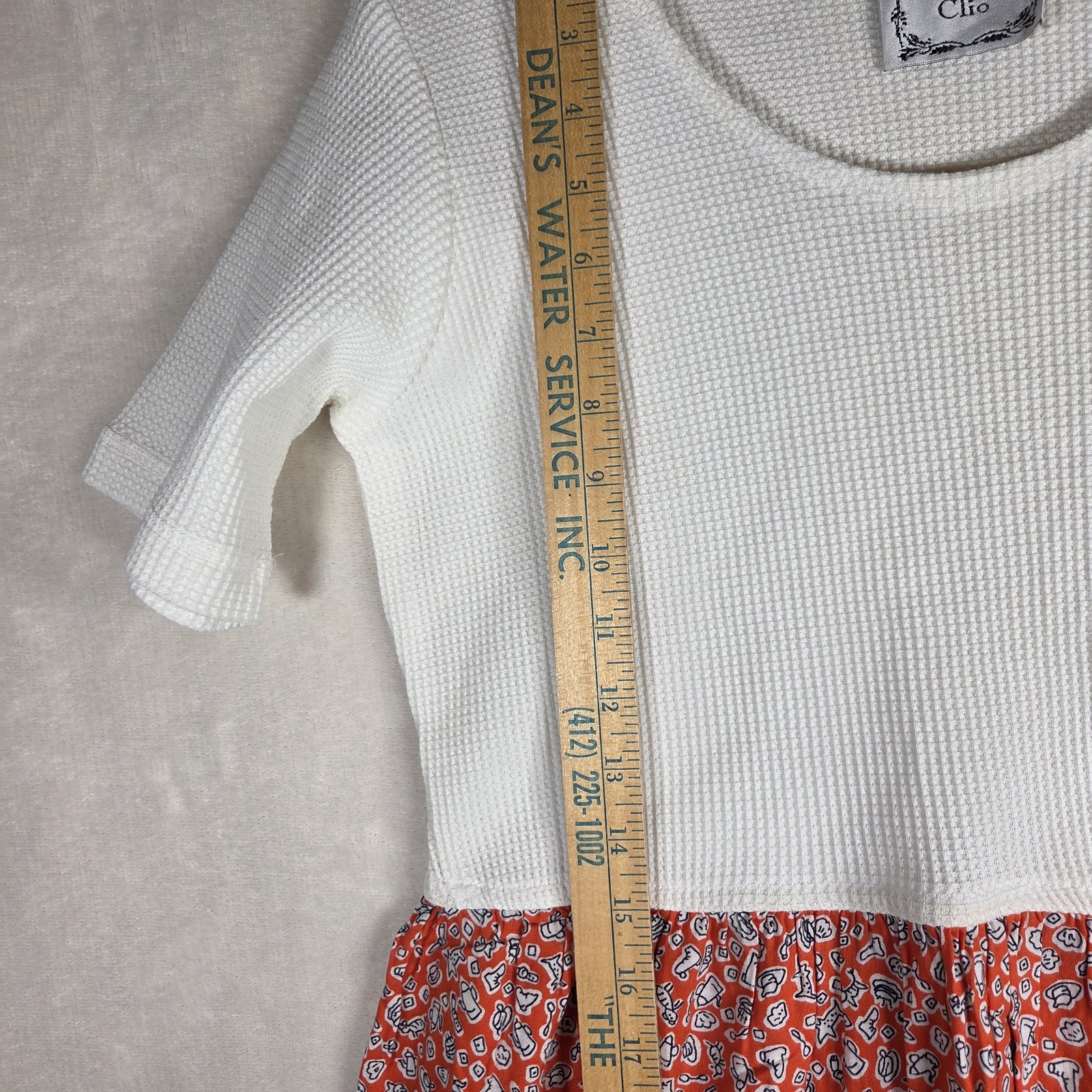 Vintage 90s DRESSING CLIO Dress Made in USA Size M Fun Orange Doodle Print