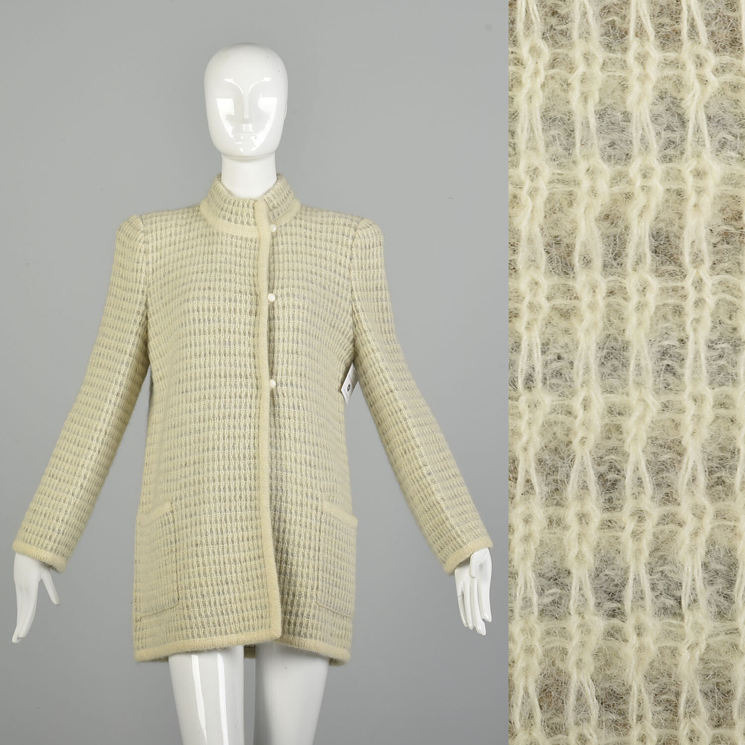 Medium 1980s Knit Cardigan Heavy Winter Sweater Jacket Asymmetric Coatigan VTG
