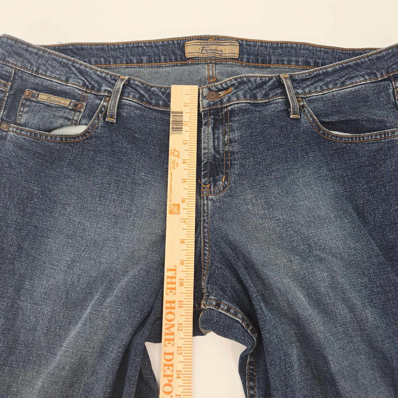 Femme Vintage Y2K Dark Wash Bootcut Stretch Denim Plus Size 24W