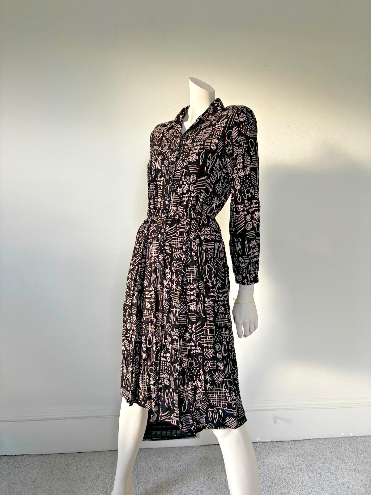 90s Squiggle Button Down Dress Petites By Willi Size 14 100% Rayon