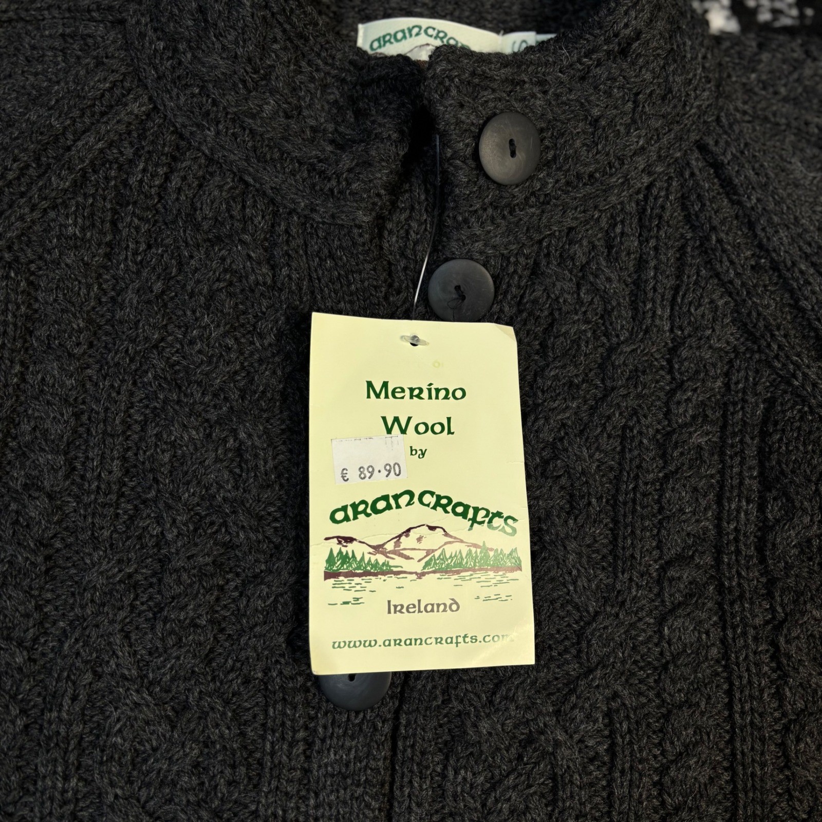 Vintage NWT Aran Crafts Ireland 100% Merino Wool Knit Button Up Cardigan Size S