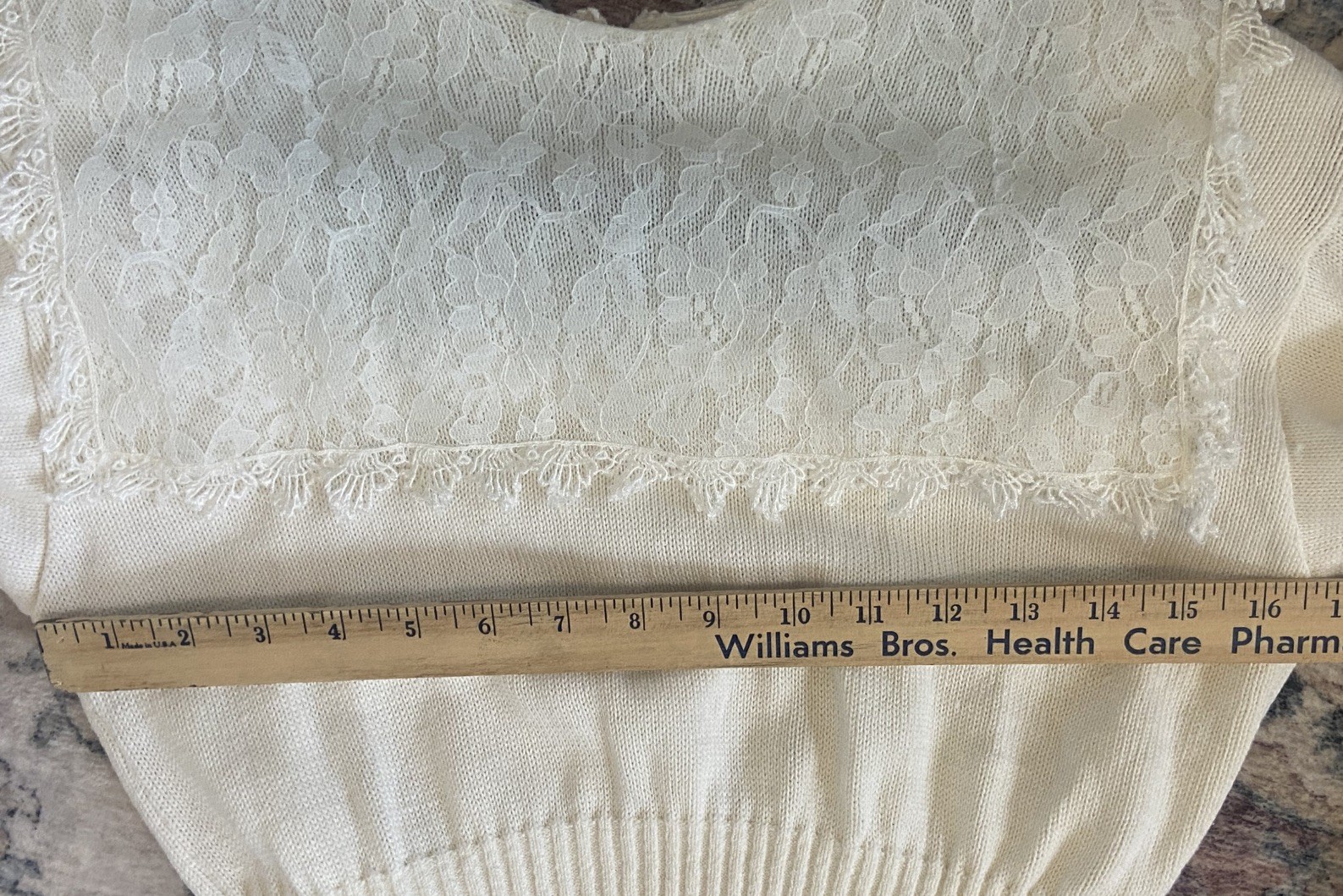 Vtg Gunne Sax Two Piece Sweater Dress Suit Cream Lace Collar Top Med Sk Sm READ