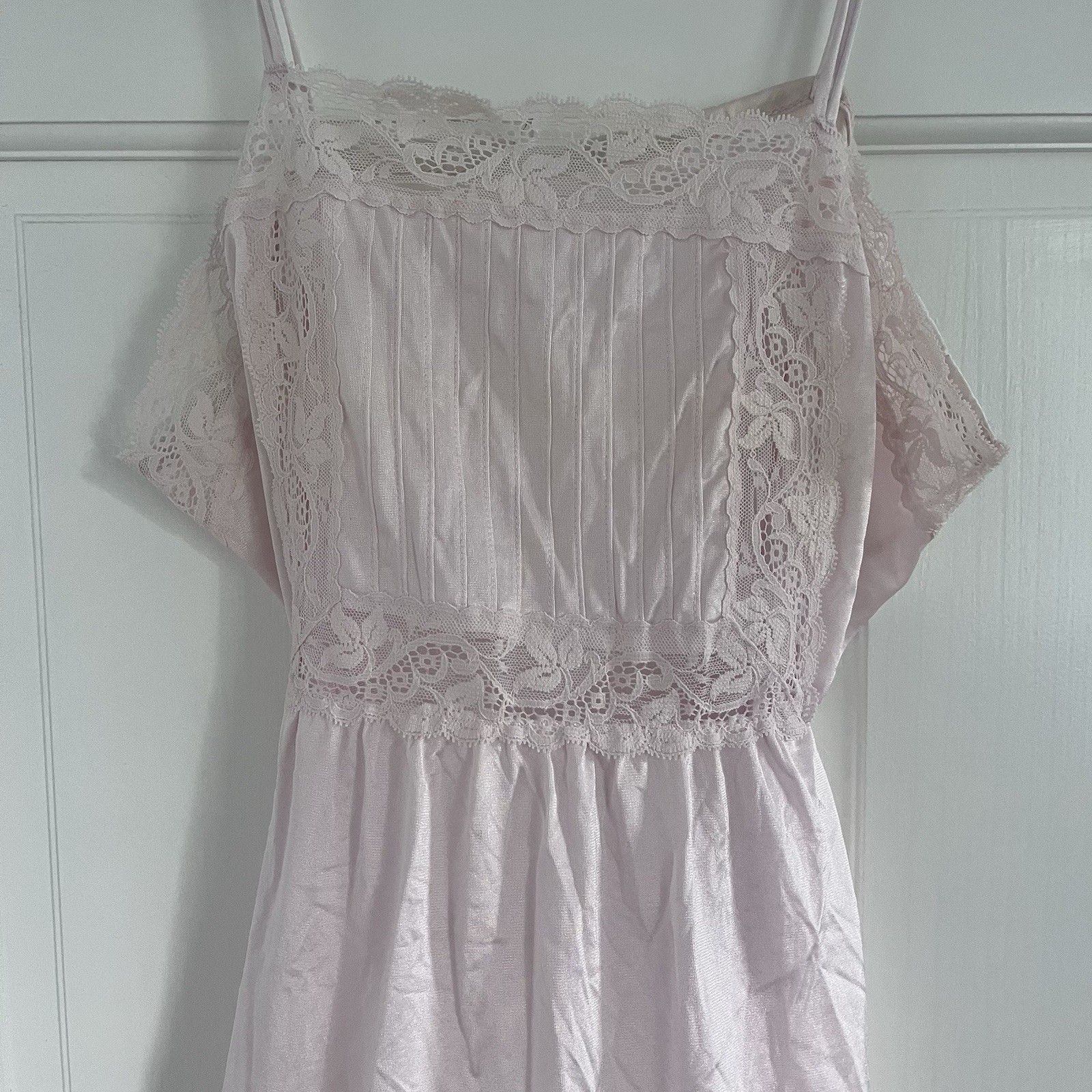 Deena Vintage Pink Lace Trim Slip, Size M
