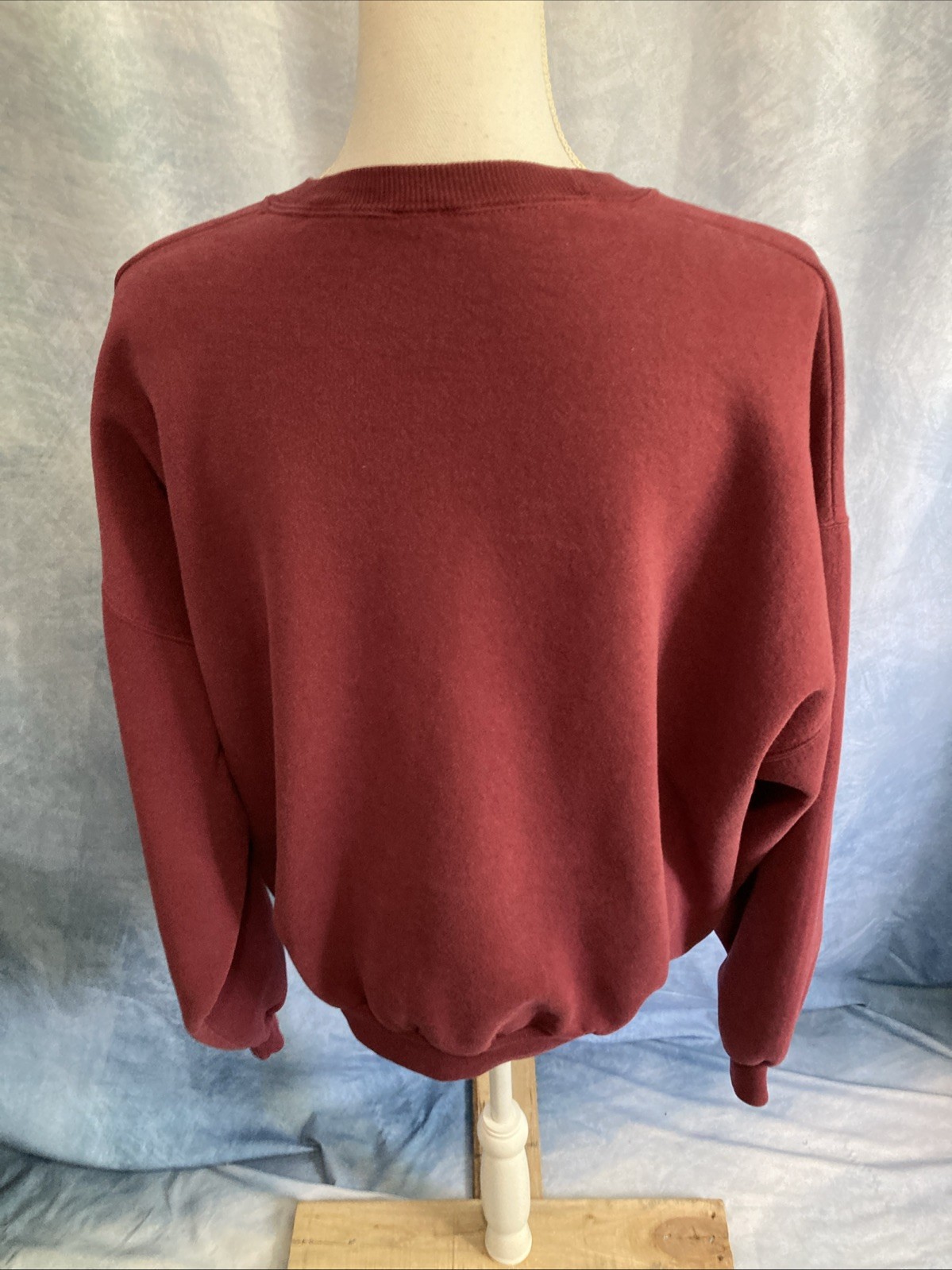 Vtg 90s Grandmacore Fall Leaves Sweatshirt Maroon Burgundy Crewneck Oversized XL