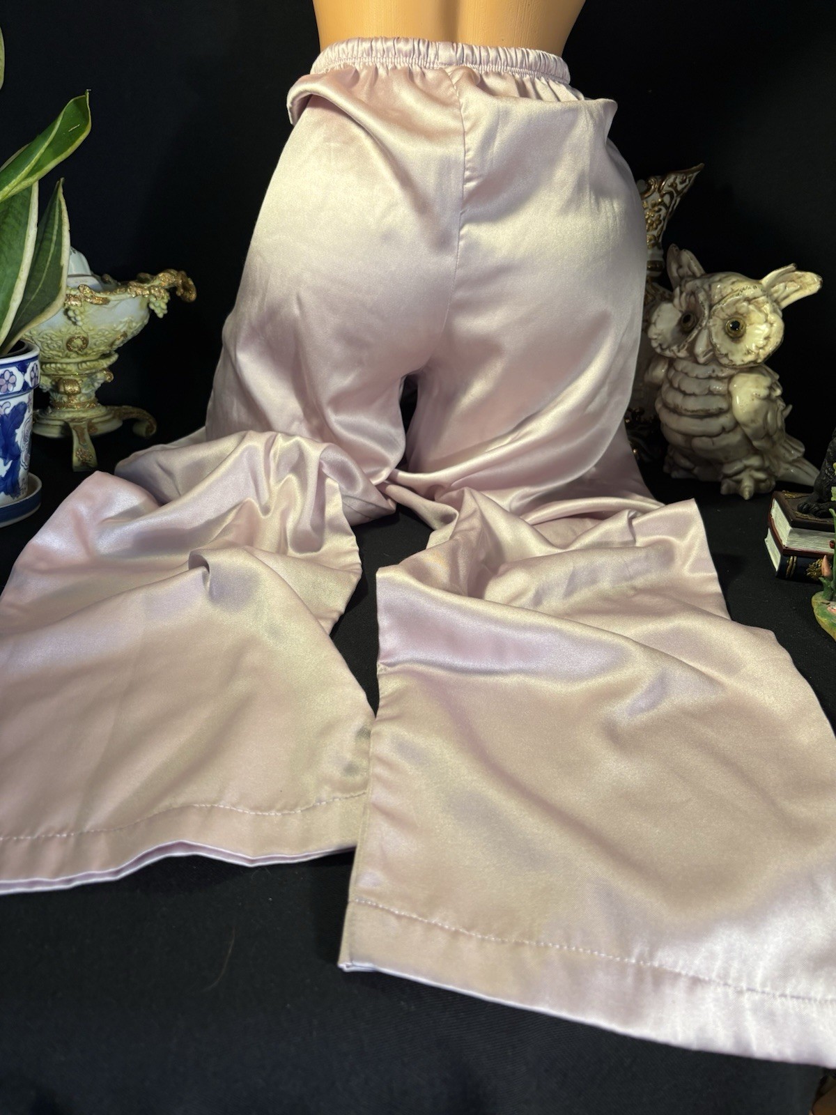 Vtg Satin Soft Lilac Purple Nightie PJ Lounge Nightie Pants Anastasia Pants S