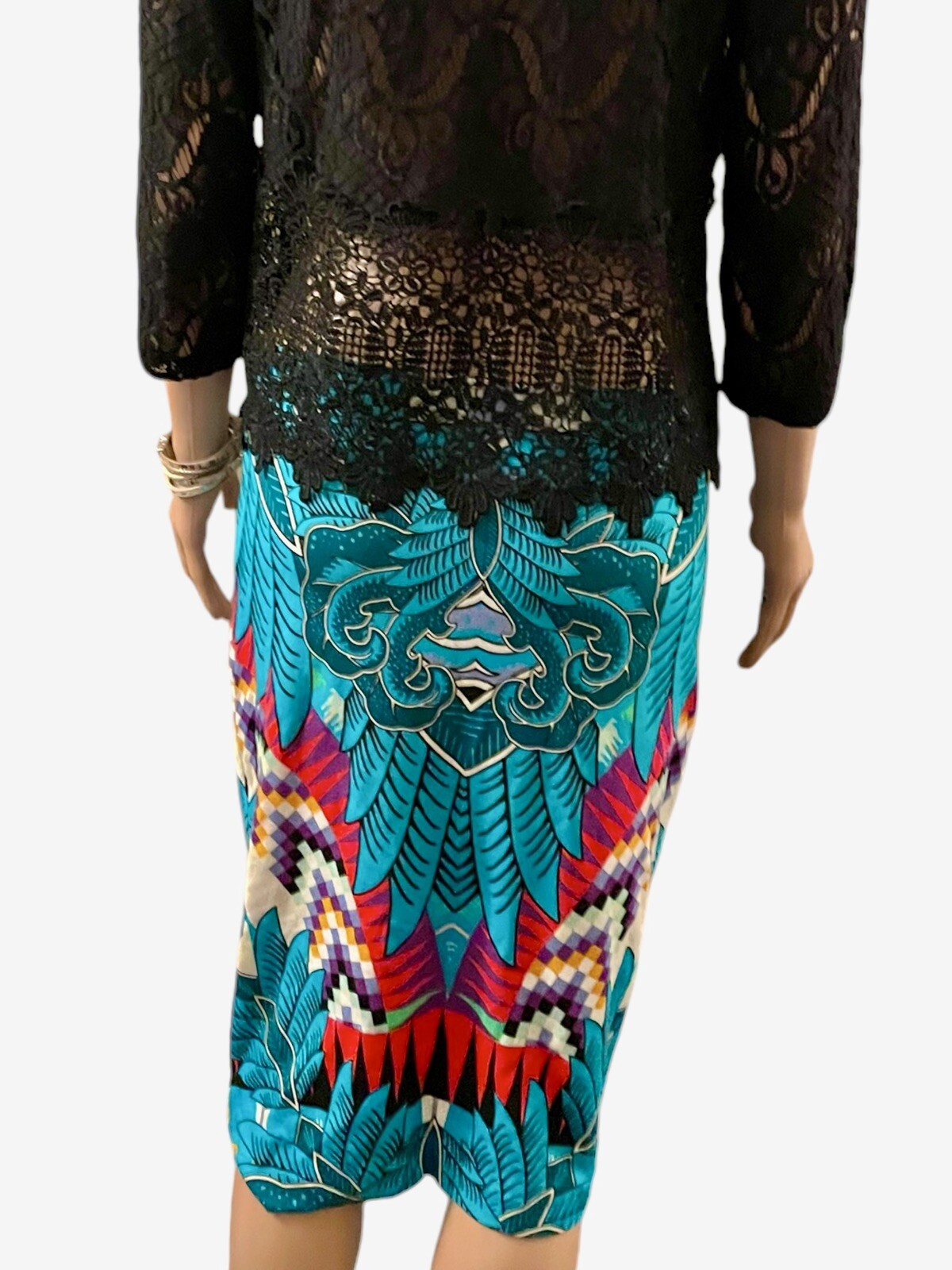 Vintage Y2K Designer Skirt Mara Hoffman Rare Tube Skirt Boho Psychedelic Blue L