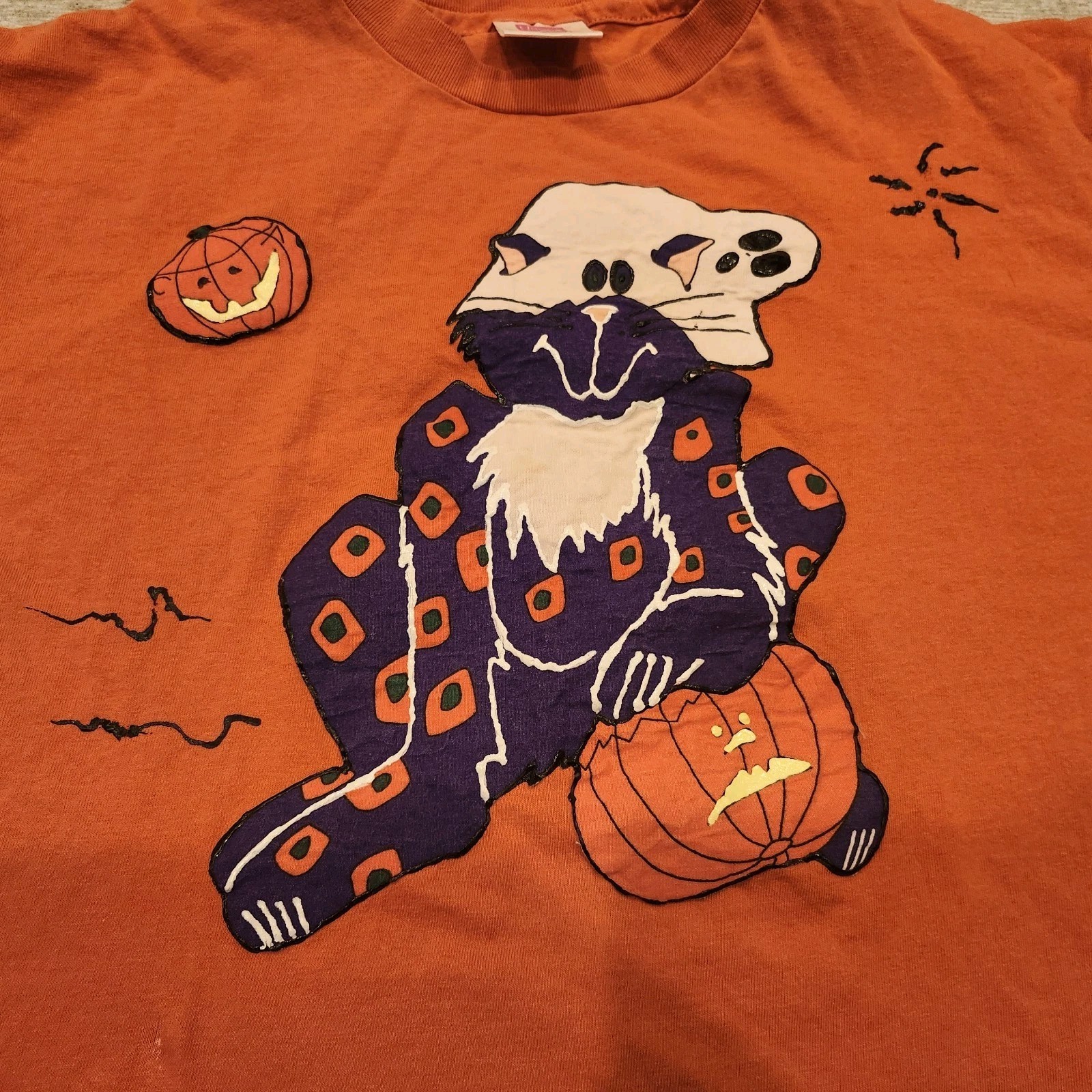 Vintage Halloween Shirt Hanes Her Way Single Stitch Size Womens Medium Orange