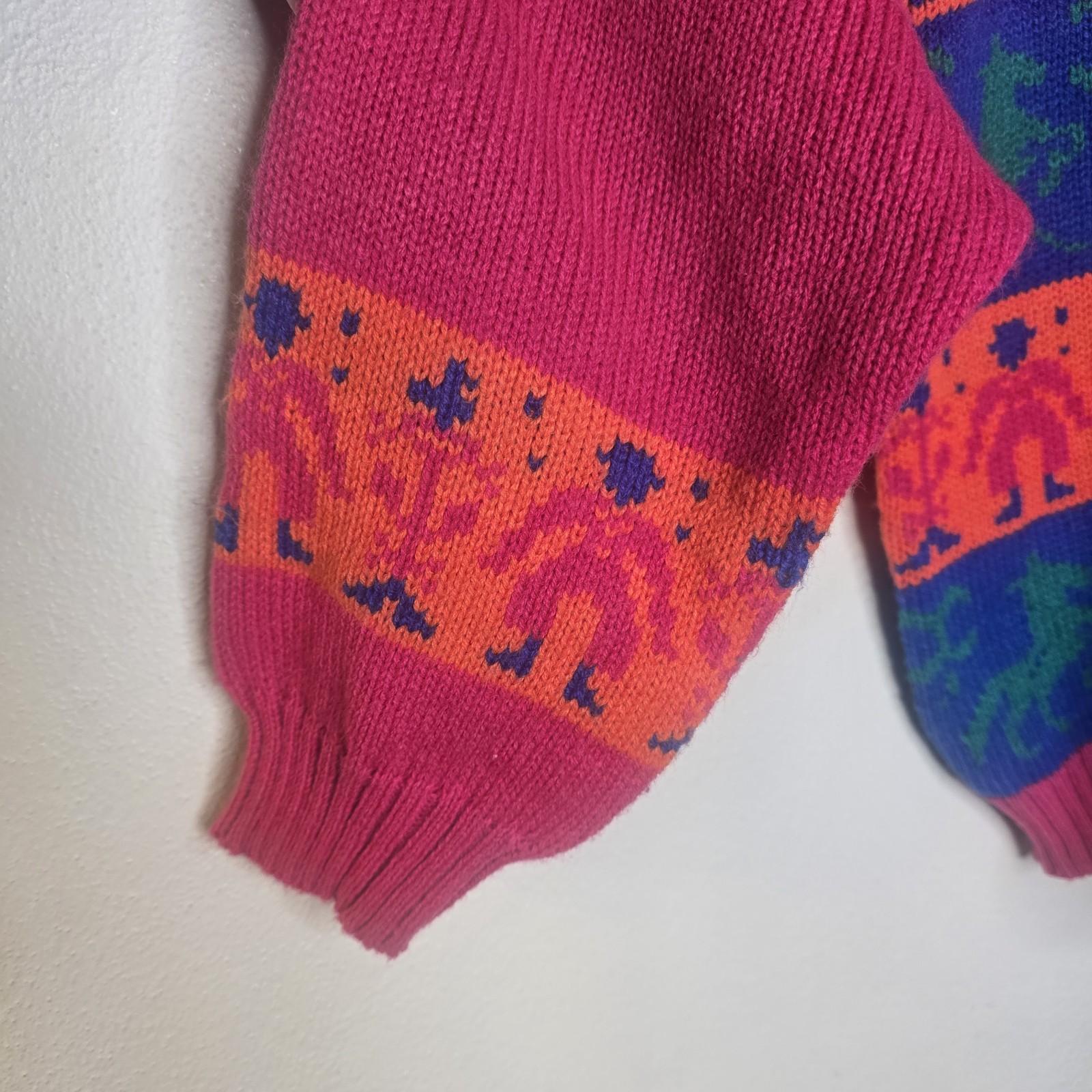 Vintage Modern Reign Sweater Womens M Bright Neon Horse Mockneck 80s 90s