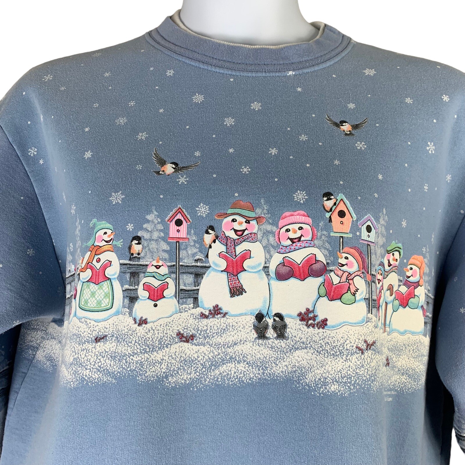 Snowmen Size XL Sweatshirt Vintage Winter Wonderland Pullover Morning Sun