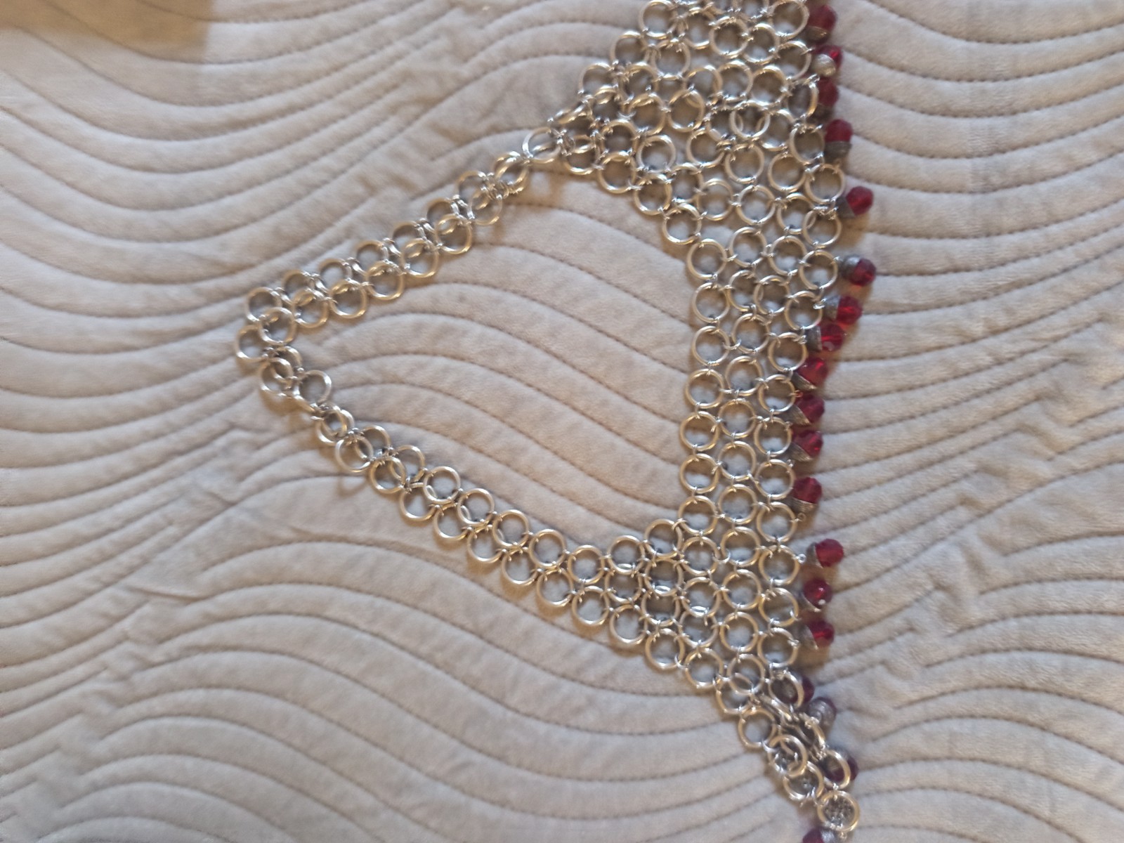 Vintage Erickson Beamon Chainmail Crystal Body Bra / Bralette, 1980s/1990s, Red