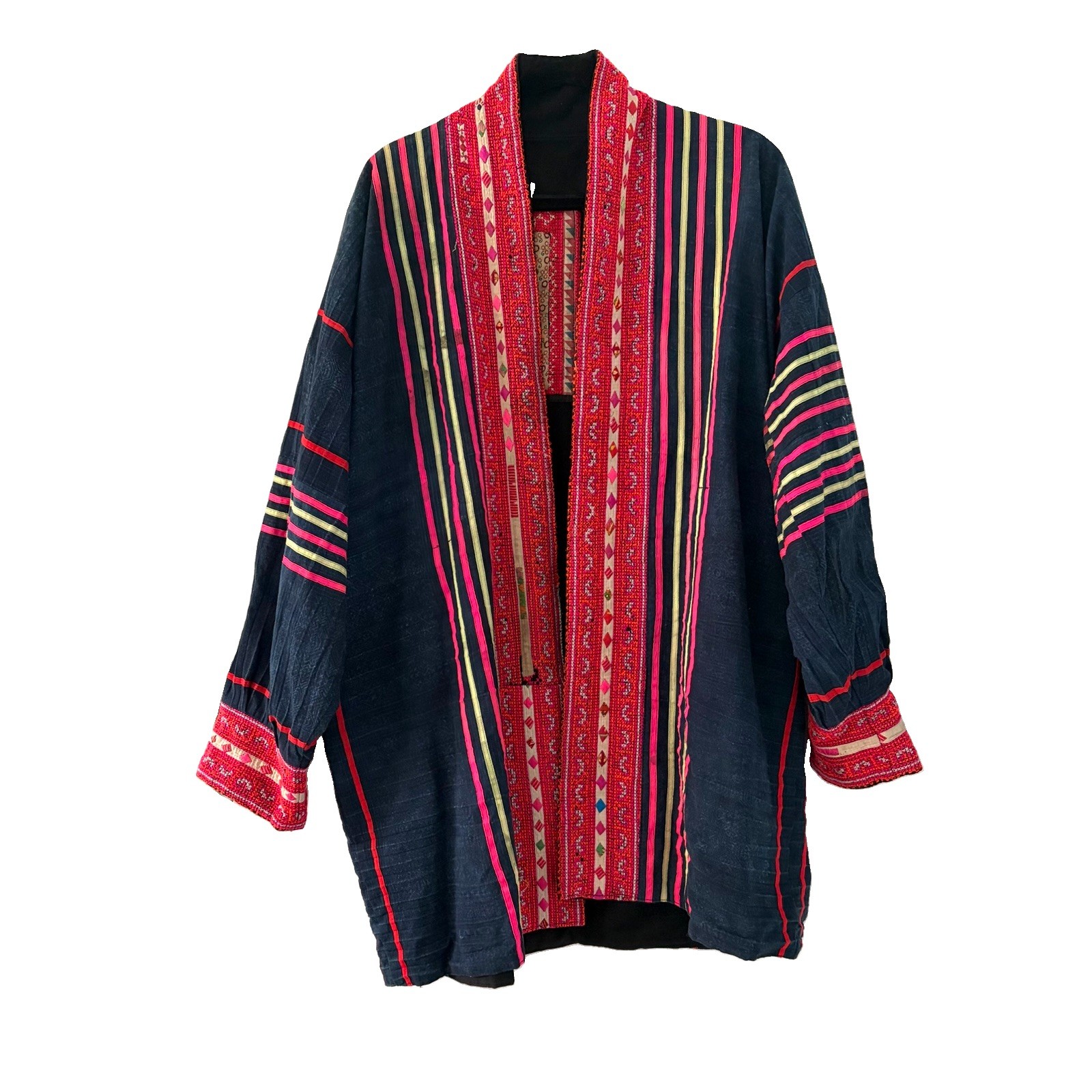 Vintage Hmong Style Embroidered Boho Jacket Art To Wear Festival Hippie One Size
