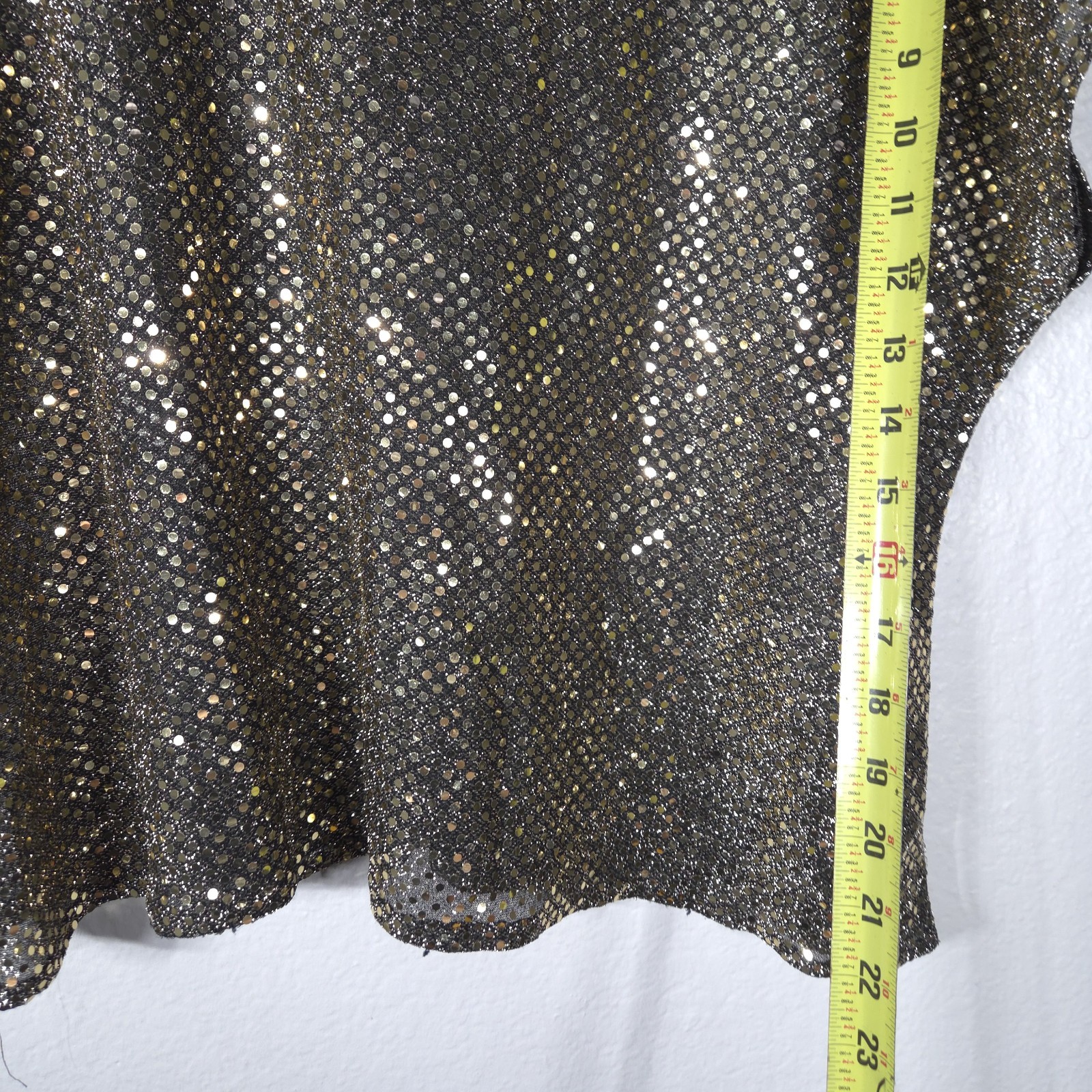 Vintage Joanna Sequin Sparkle Golden Top USA Size L Dolman Sleeves