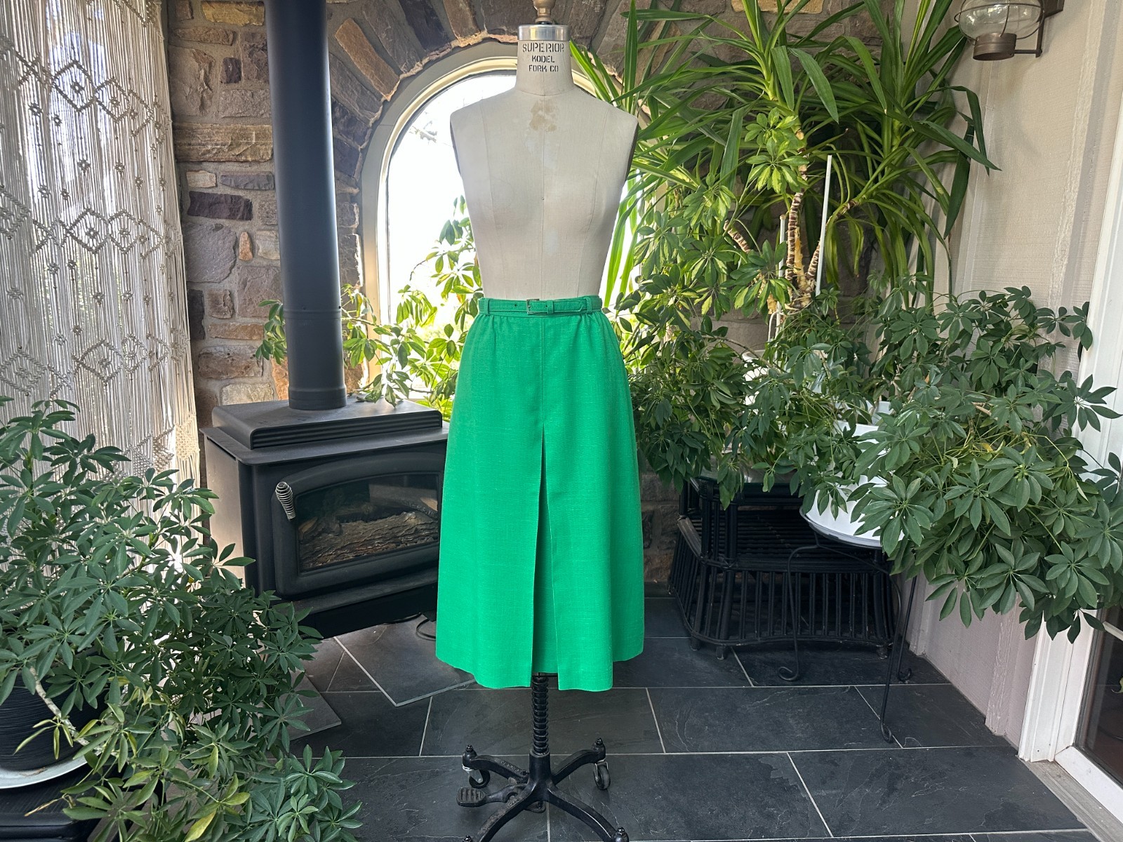 Vintage 1970s Austin Hill Kelly Green Lined Skirt Deadstock with Tags