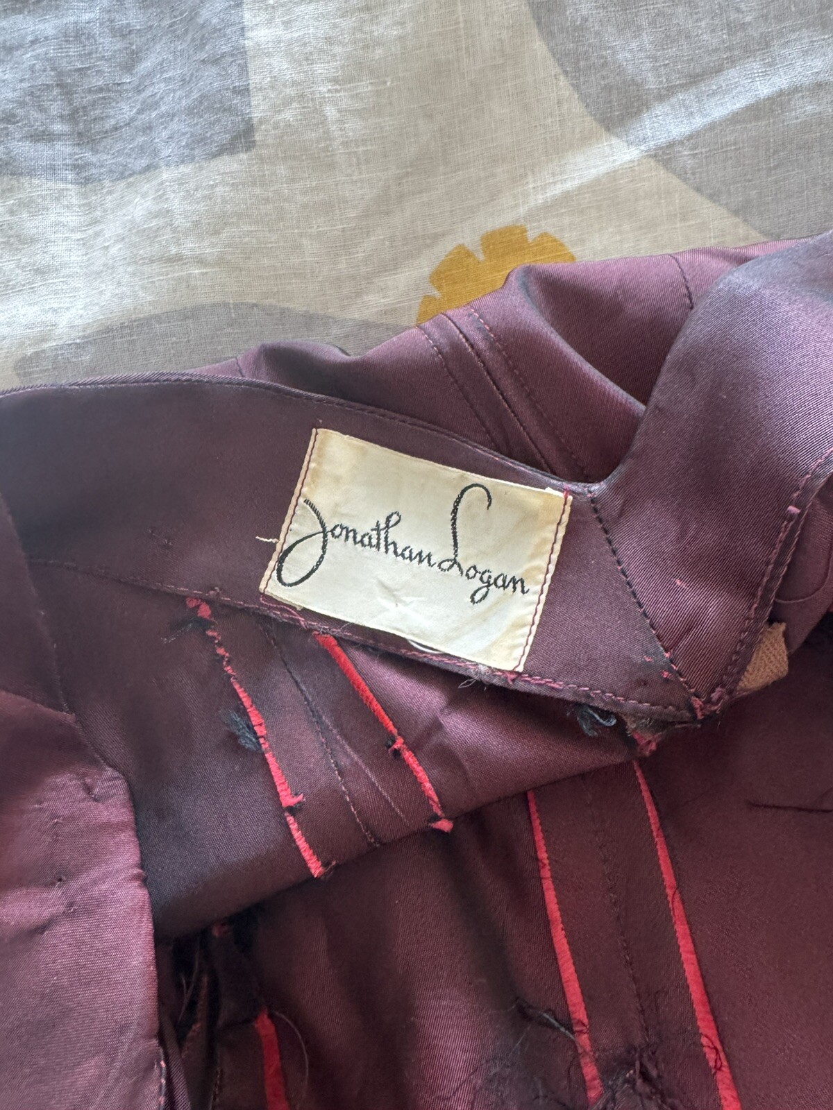 Gorgeous VTG Jonathan Logan BURGUNDY TAFFETA Party Tea Dress XS