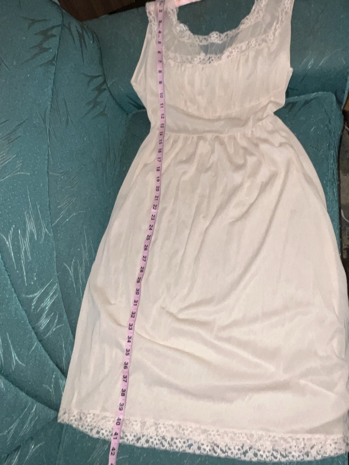 Vtg Countess Layne Peach Pink Nightgown 36 Bridal Chiffon Lace Blush Full Slip