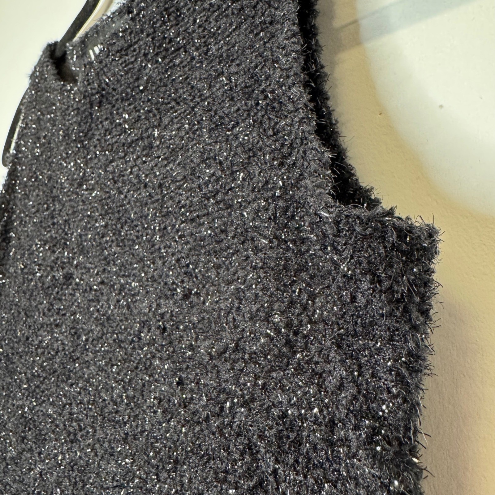 Vintage I.N. Studio Black Sparkly Eyelash Knit Sleeveless Top Y2K Made in USA M