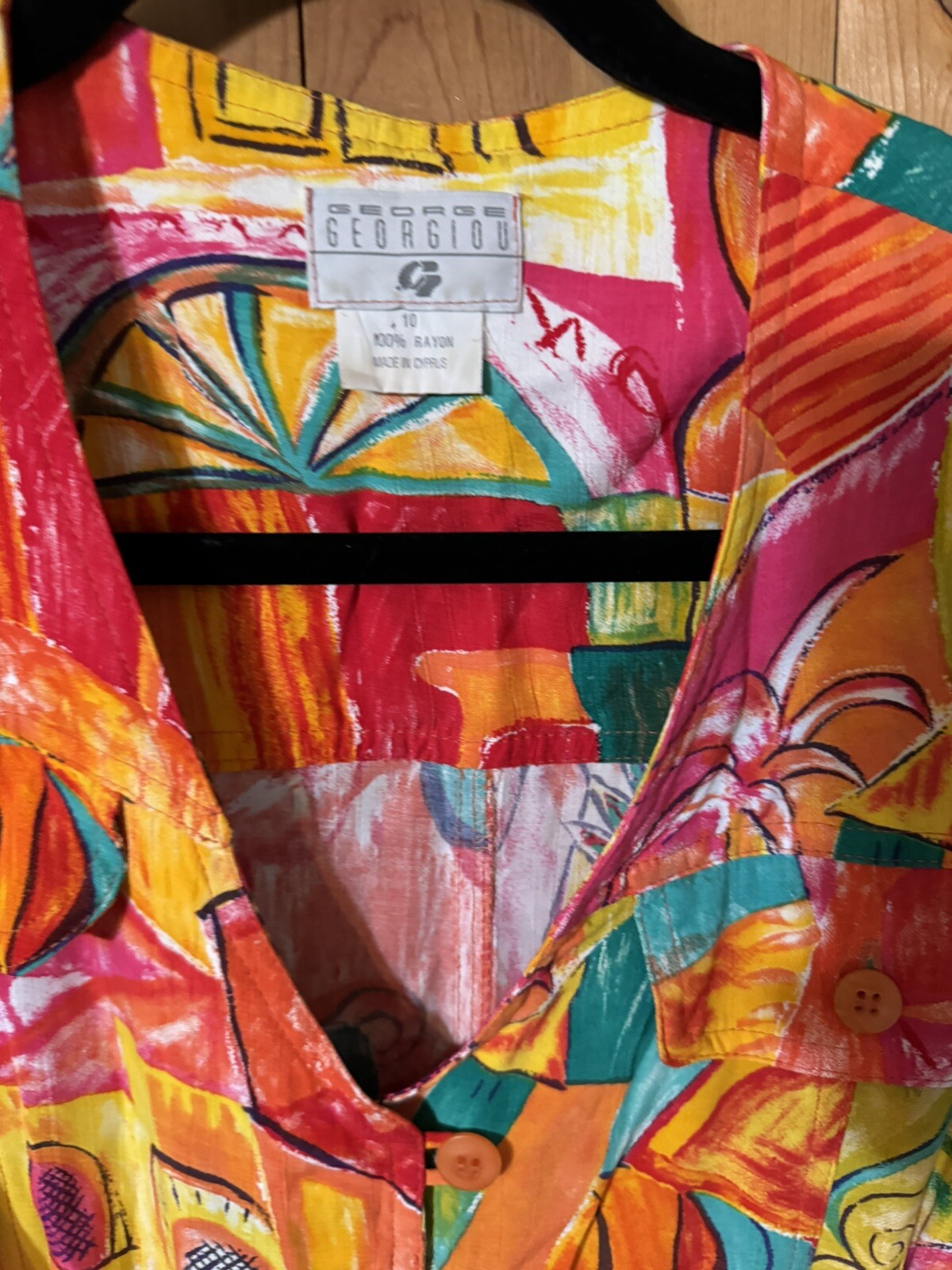 1980s 1990s Resort Wear Print Colorful Retro Dress by George Georgiou Medium