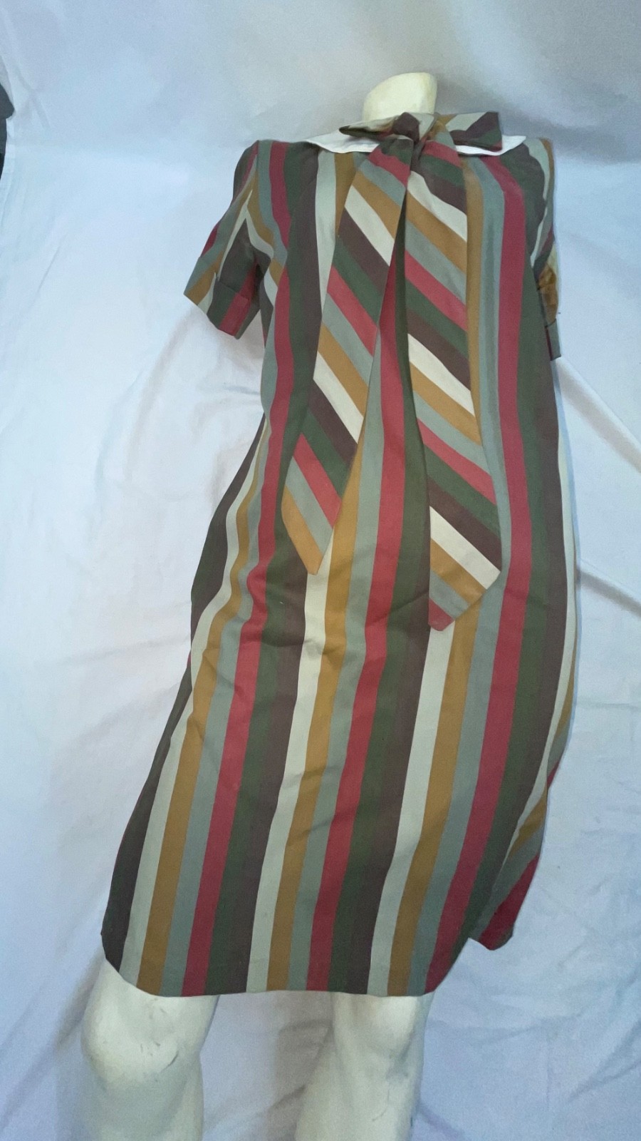VTG 60S 70S WOMENS S BOLD STRIPE BABY DOLL RETRO MOD DISCO DRESS