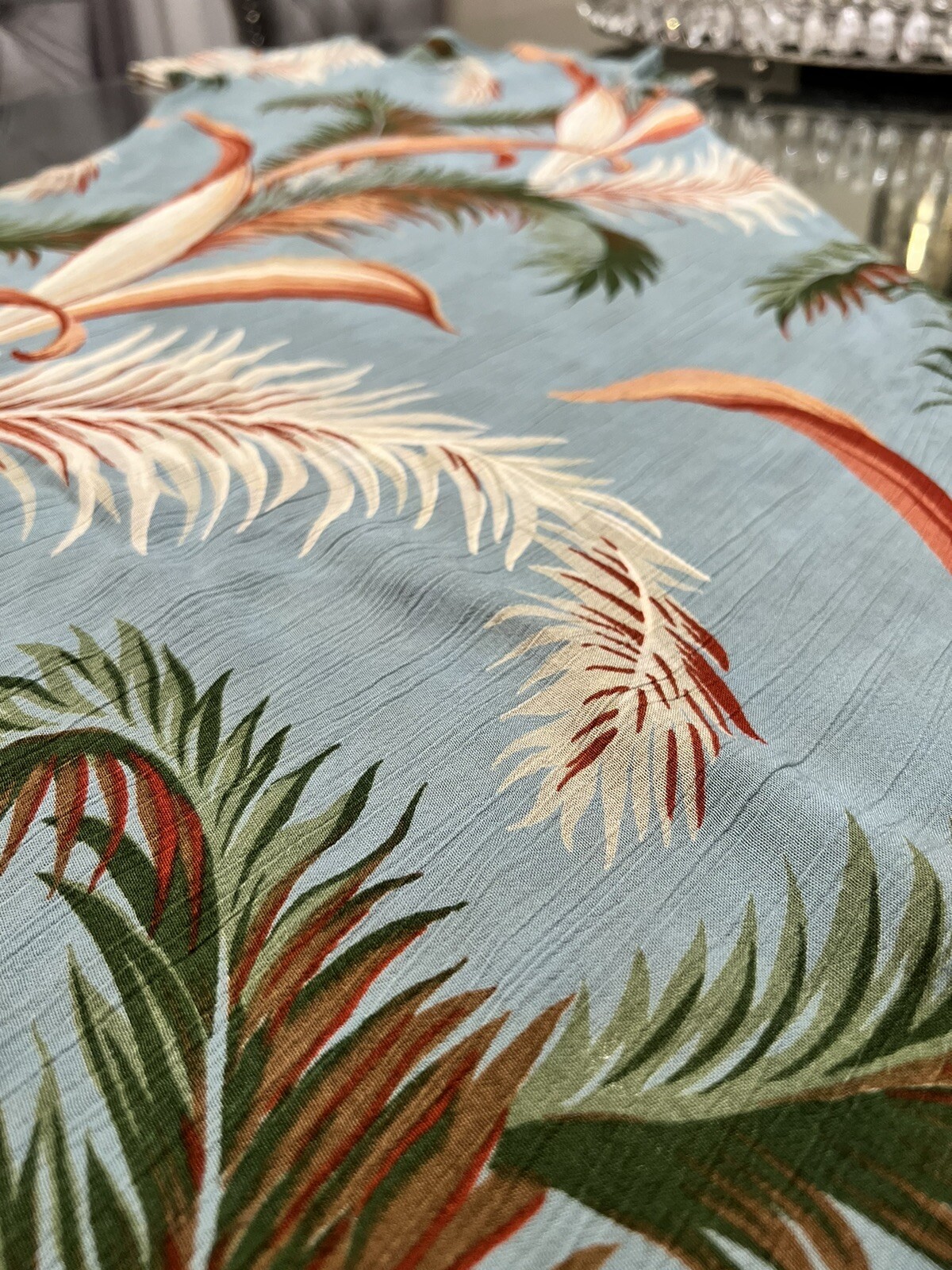 Carol Little Vintage 90s Turquoise Terracotta Tropical Palm Print Maxi Dress 4
