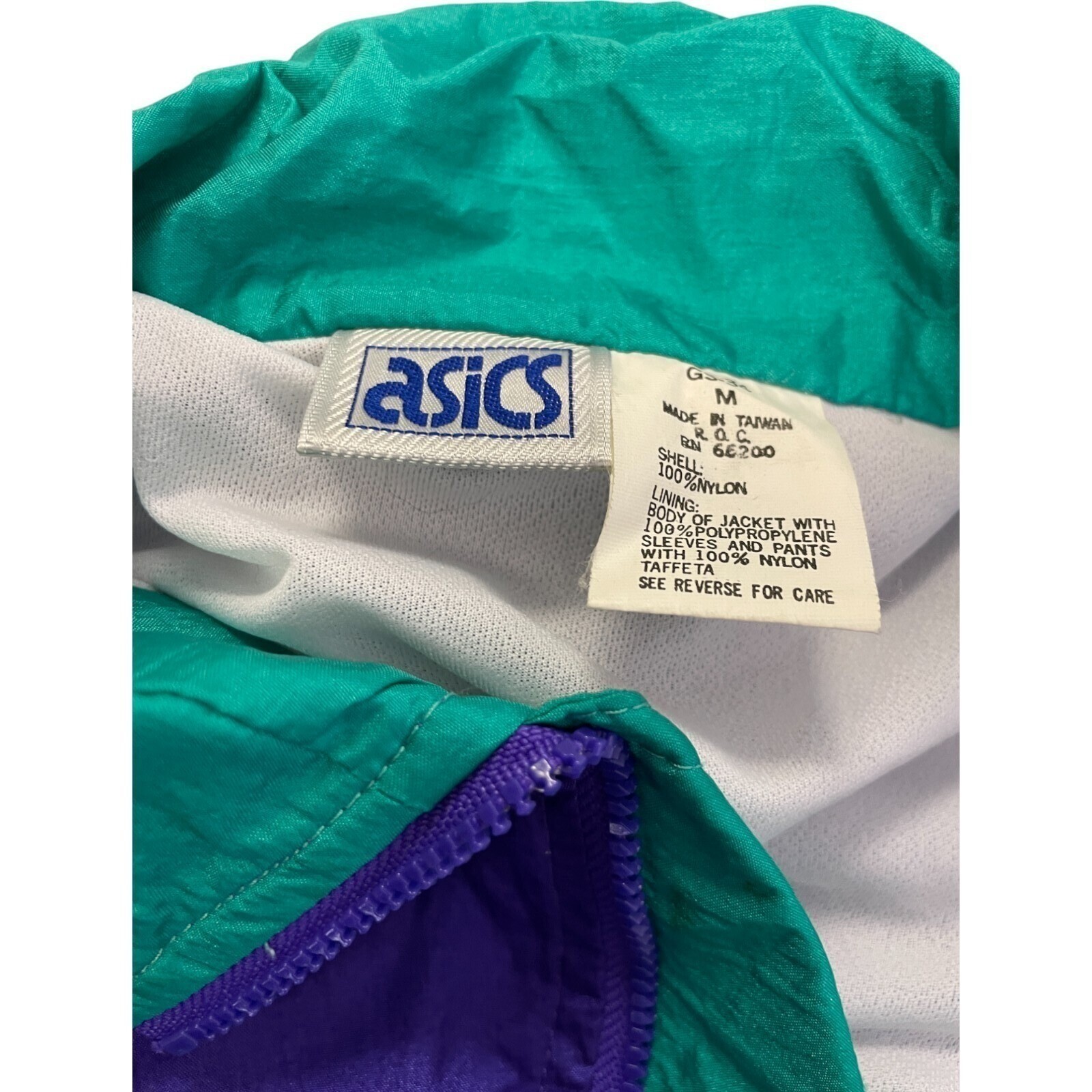 Vtg Colorblock Windbreaker Tracksuit Teal Yellow Med Asics Women’s Jacket Pants