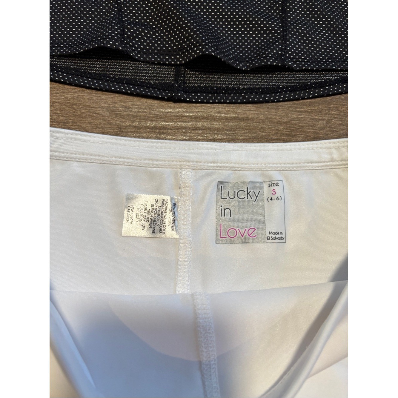 Lucky in Love White Sz S Activewear Set RUFFLED Bottom & Polka Dot Tank Tennis