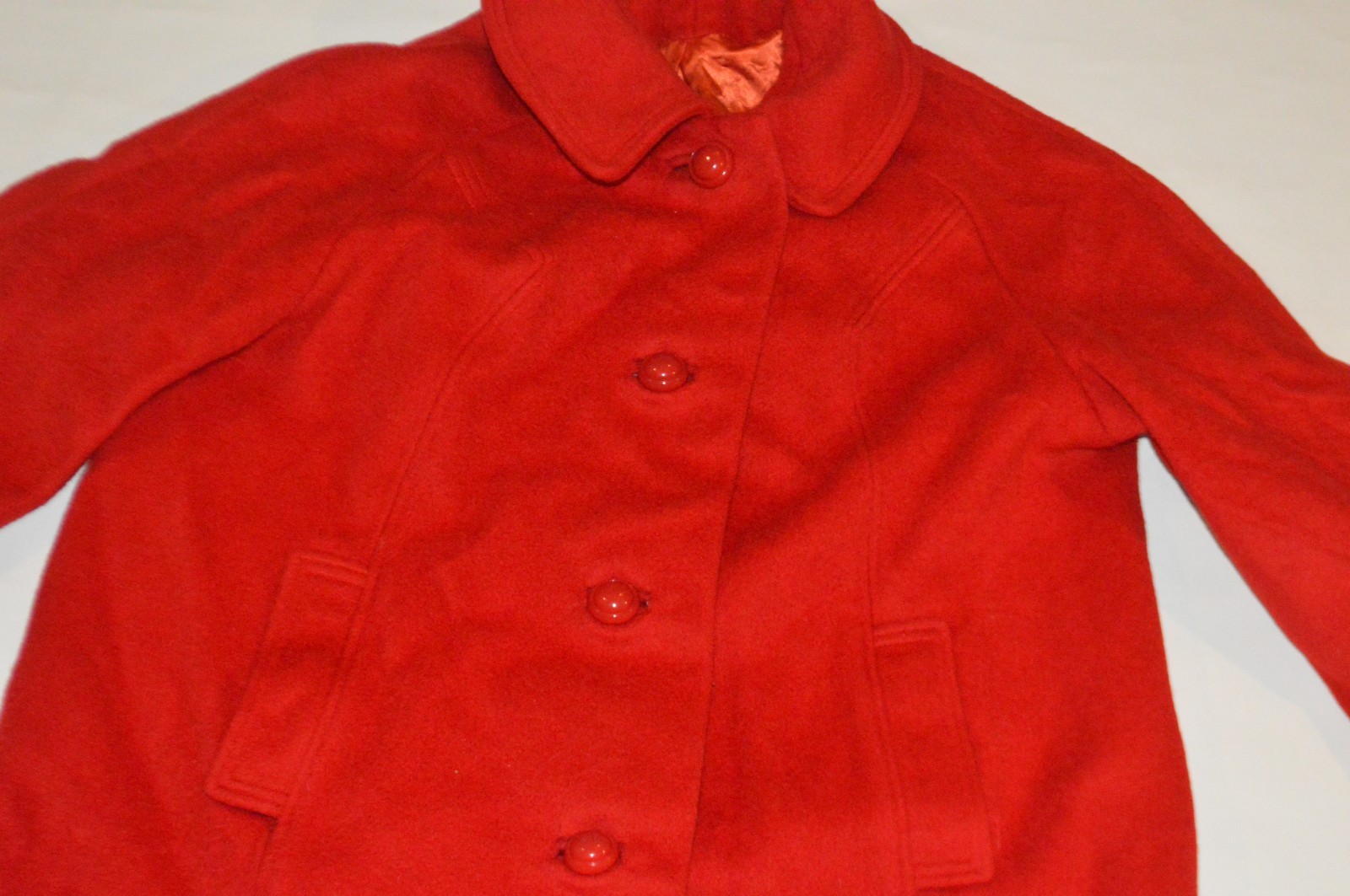 Vintage Red Wool Coat ILGWU Tag Rare AU Label American Union RARE HTF Women 7/8