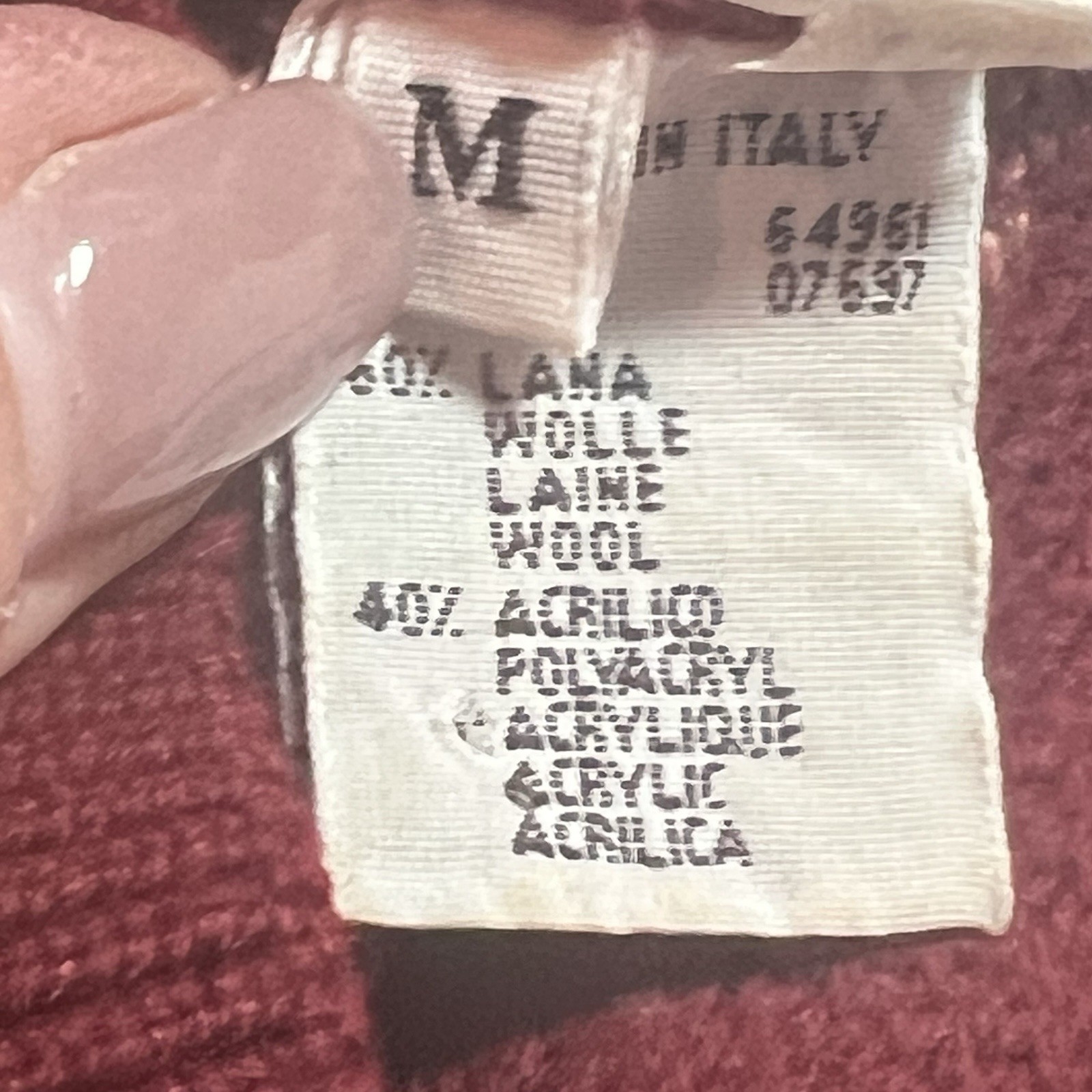 Vintage United Colors Of Benetton Wool Burgundy Pink Floral