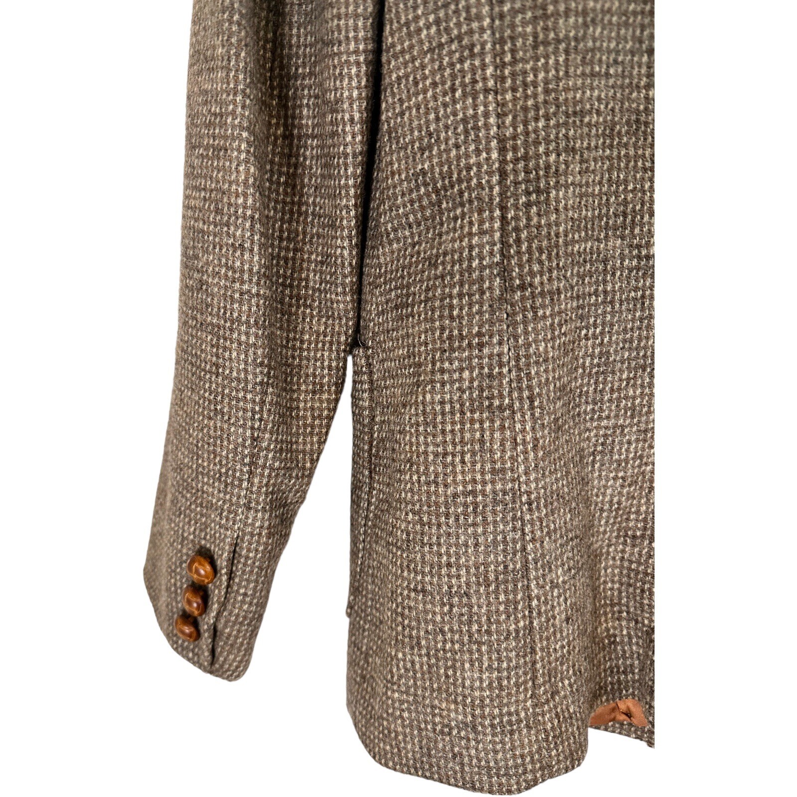 Vintage Casa De Lana Women’s 4/6 Wool Tweed Blazer Beige Houndstooth Lined
