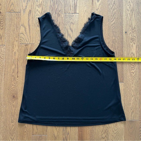 H&M Black Lace Trim Camisole Tank Top Size M Satin Coquette Clean Girl