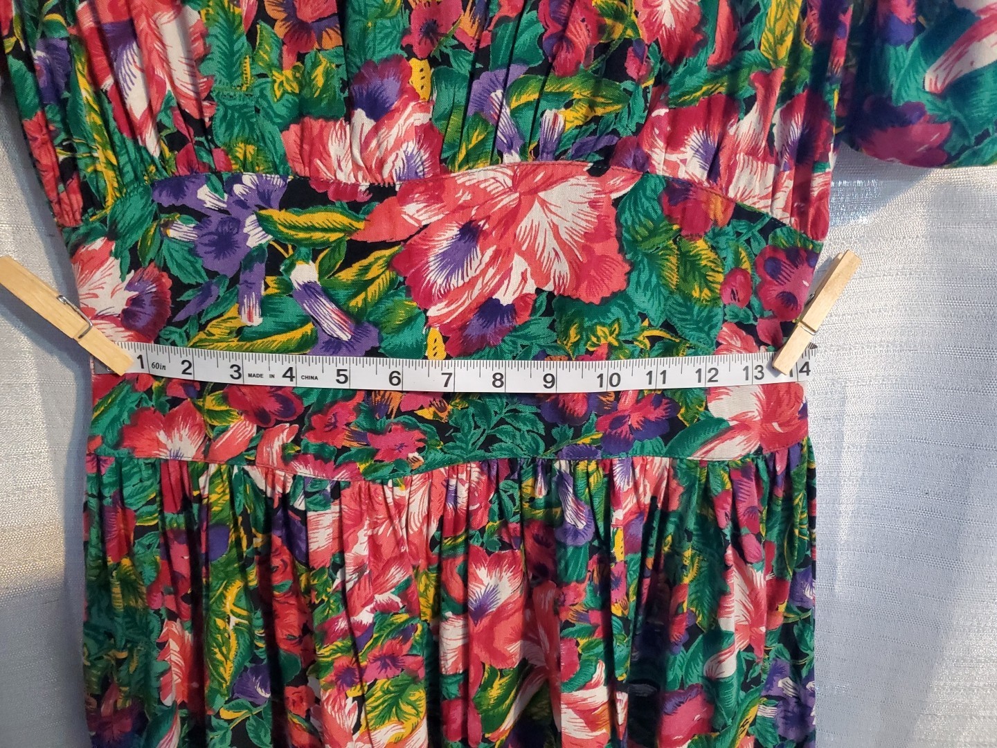 Vintage 80s Sz 9 Cottagecore Floral Puff Sleeve Victorian Tea Dress