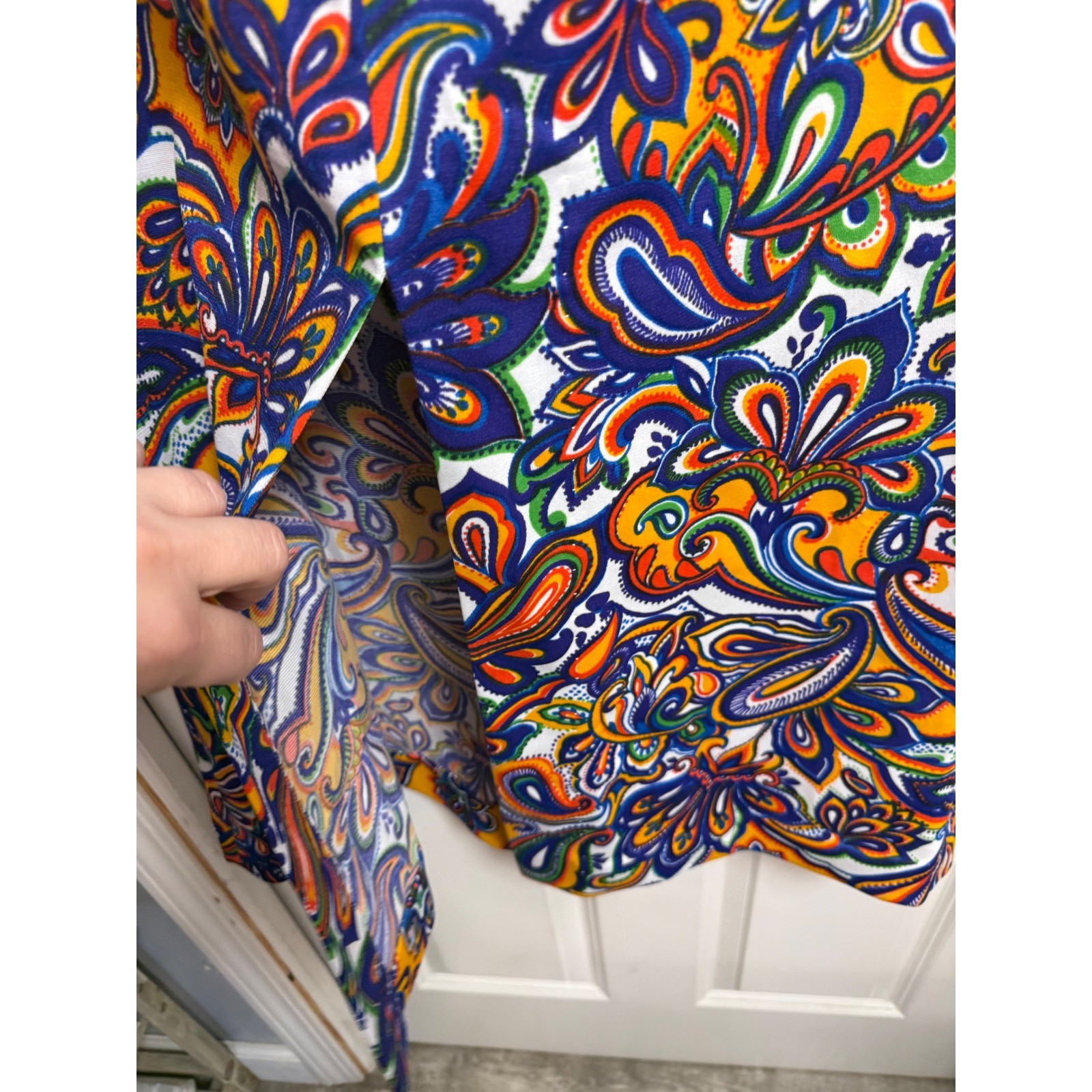 Ja Na of Hawaii Maxi Dress Paisley Print Short Sleeve Vintage Size 6 bright 60s