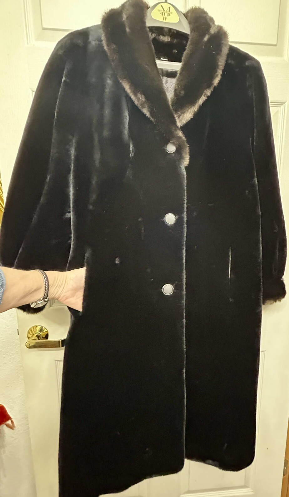 Vintage HILLMOOR-New York Luxury Brown/Black FAUX FUR Jacket COAT~Fits XL/2X