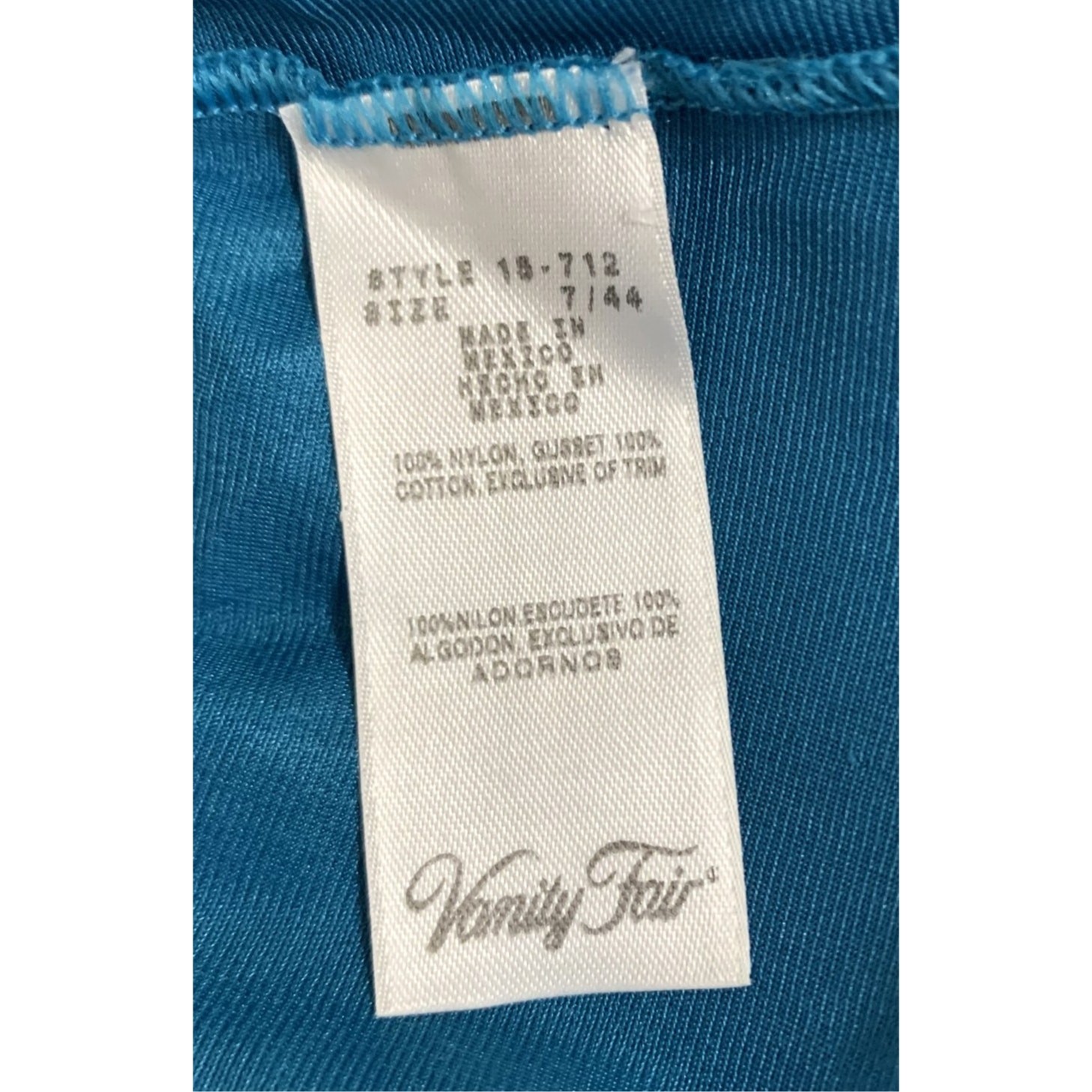 Vintage Vanity Fair Panties TURQUOISE 100% Nylon Size 7 / 44 Cotton Gusset NWOT